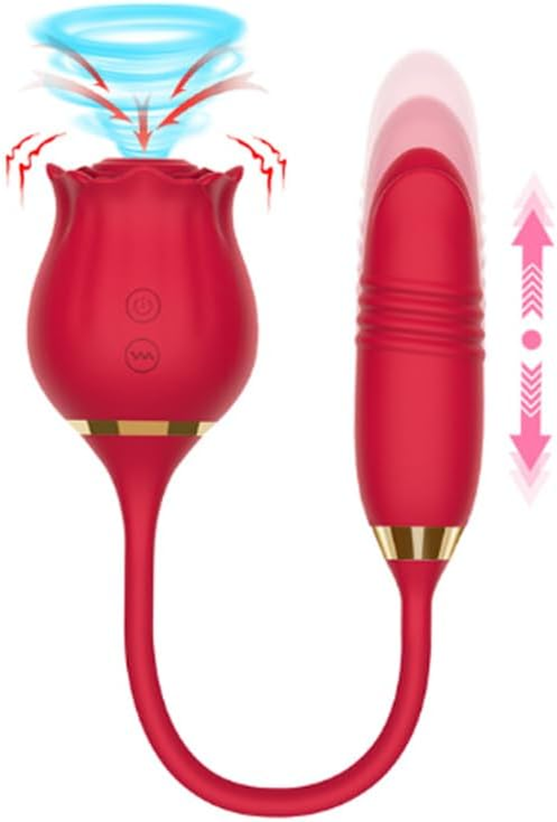 YUKAIONE Rose 3-In-1 Female Sex Toy, Sucking & Inserting Dildo Vibrator for G-Spot, Clitoral & Nipple Stimulation, Adult Sex Toy for Women and Men image number 2