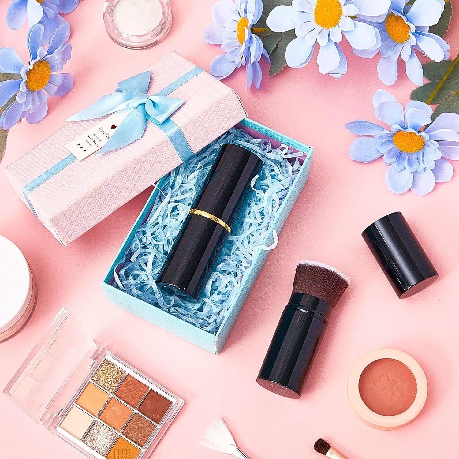 Tessco for You 2 Pcs Retractable Kabuki Makeup Brush Powder Foundation Makeup Brushes Portable Travel for Blush Bronzer Buffing Loose Powder Cream Sunscreen Blending Liquid(Classic Style) image number 3