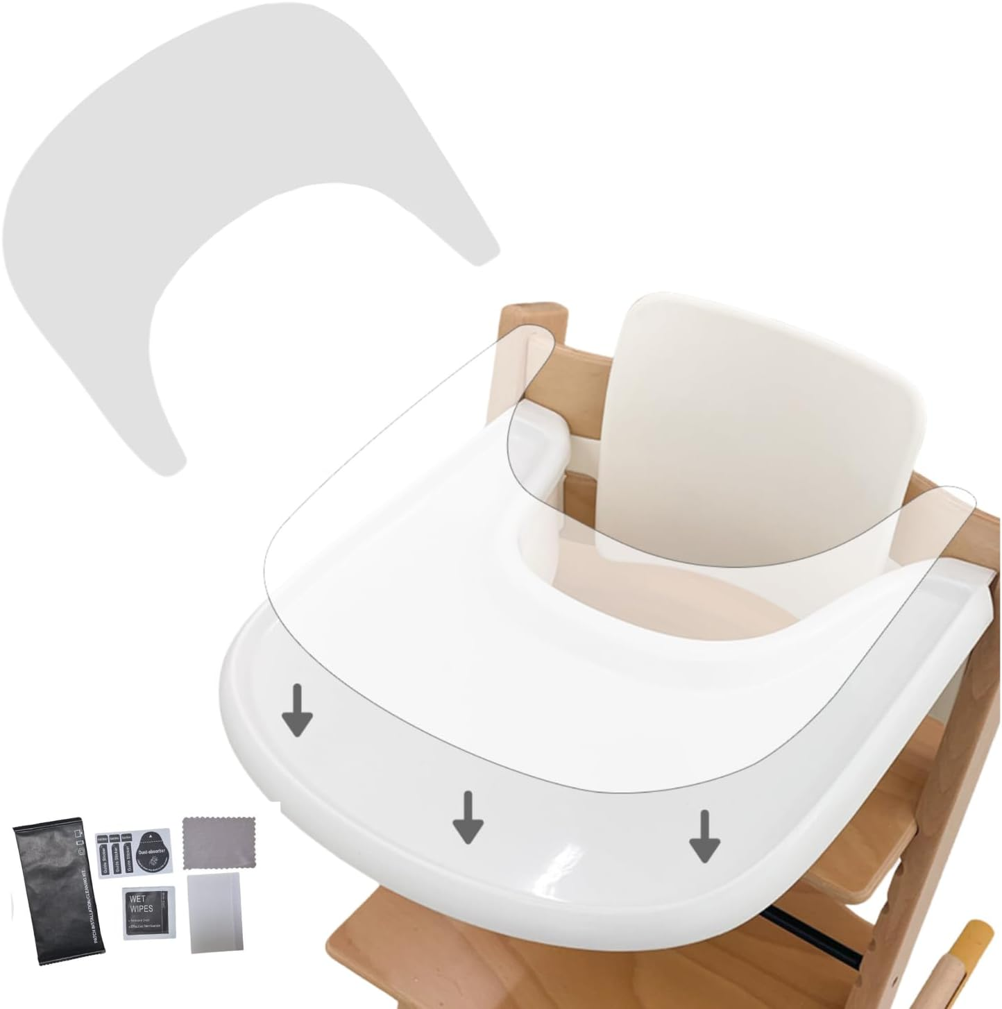 Suction Solver Sticker Compatible with Stokke Tripp Trapp Tray Safe Adehisve Placemat Improves Suction Keeps Suction Bowls and Toys Baby High Chair Placemat (2, Tray Shape with Cleaning Kit) image number 5