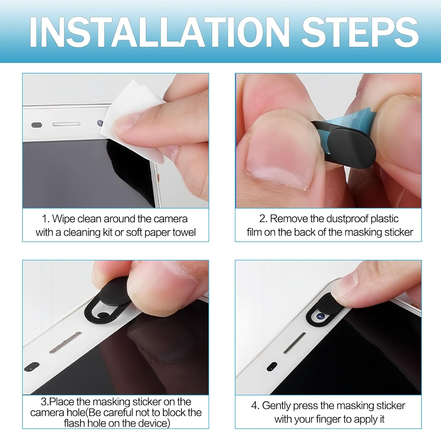 6-Pack Webcam Cover, Ultra-Thin Phone Camera Cover for Mac Book Pro, I M Ac, Lap Top, P C, I P a D Pro, I P H O N E 8/7/6 Plus, Privacy Protection, Easy to Use, Secure and Durable, Black image number 3