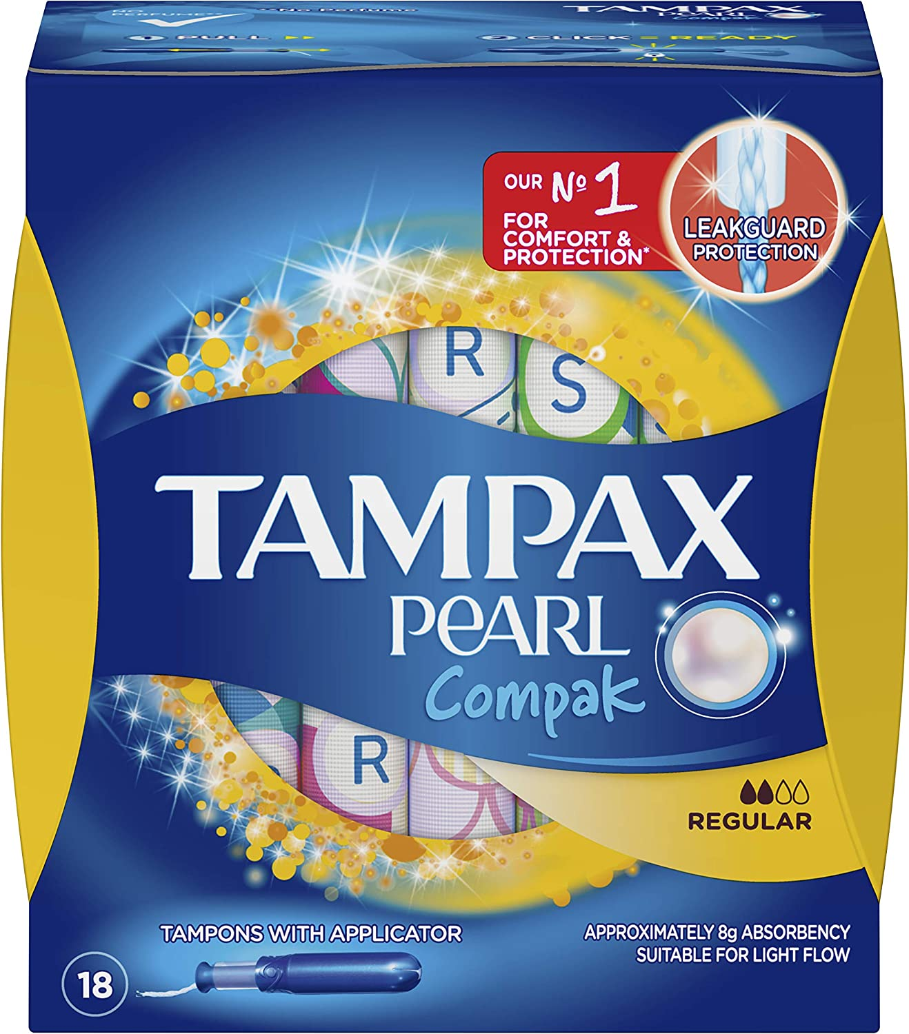 Tampax Pearl Compak Tampons Super, Medium, 18 Count