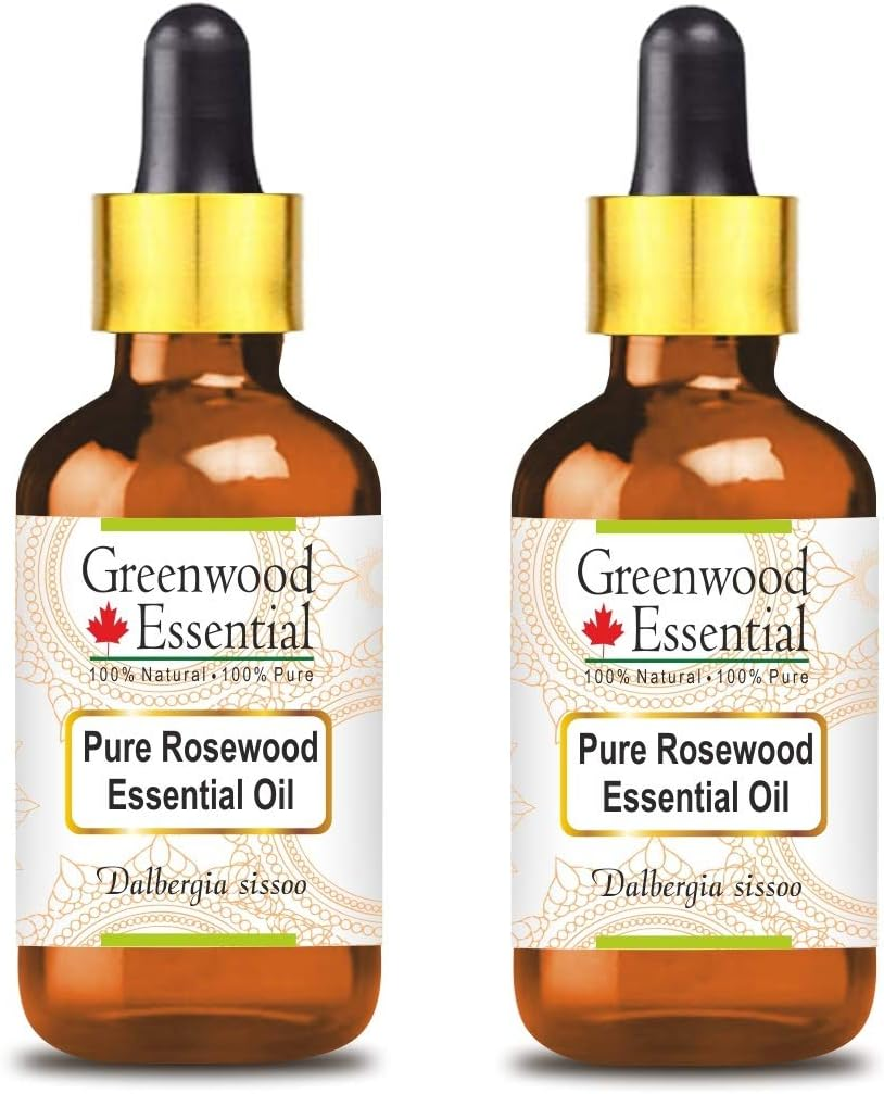 Greenwood Essential Pure Rosewood Essential Oil (Dalbergia Sissoo) with Glass Dropper Steam Distilled for Personal Care (Pack of Two) 100Ml X 2 (6.76Oz) image number 1