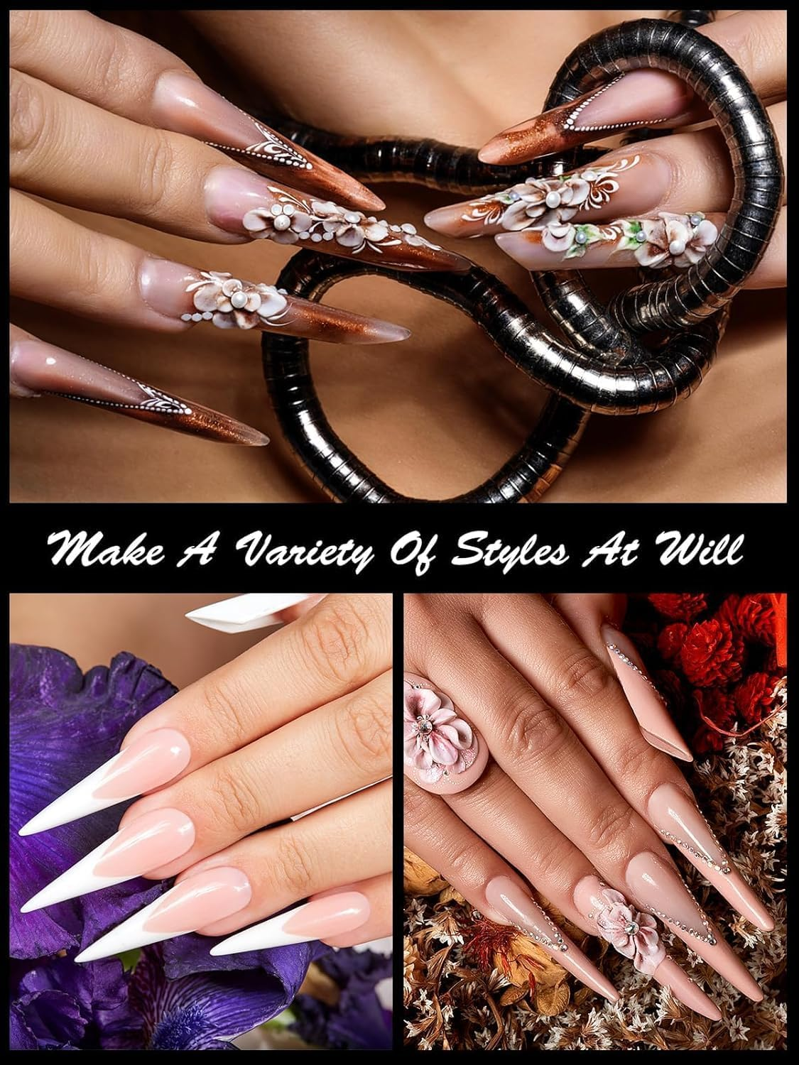 EBANKU 120PCS Clear Matte Dual Nail Forms System Coffin Nail Mold Tips Acrylic Stiletto Nail Extension Tools for Nail Art Salon Nails Design image number 4