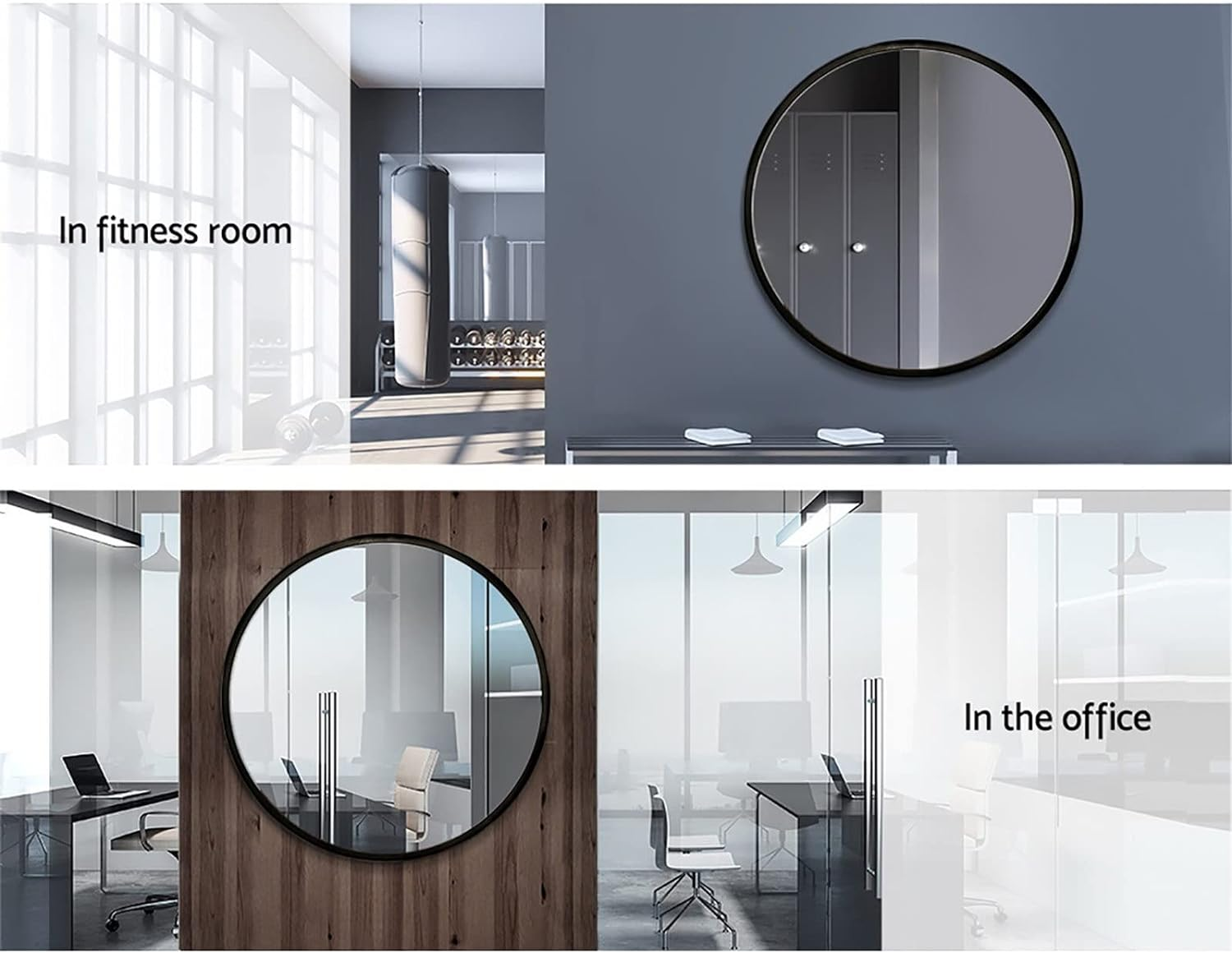 Embellir Wall Mirror, 80Cm Metal Frame Vanity Makeup Shower Bathroom Make up Mirrors Wall-Mounted Decorative Hanging Room Decor for Home Bedroom Hallway, Oval Silver Coated Modern Circle Black image number 2