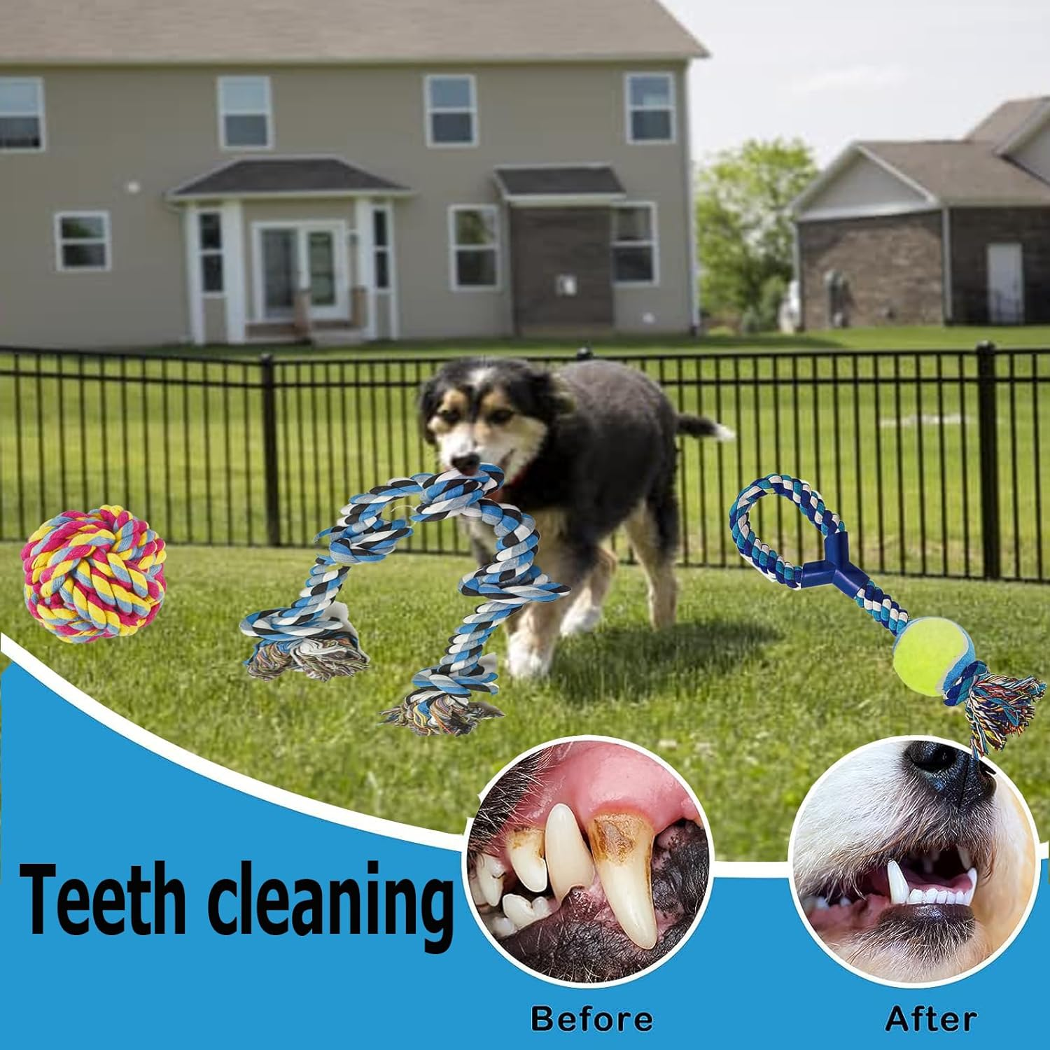 Dog Rope Toys,Dog Toys for Aggressive Chewers, 5Pcs Indestructible Dog Chew Toys for Medium to Large,Cotton Rope Heavy Duty Dog Teething Chew Toy,Tug of War Indoor Outdoor Interactive Dog Toys image number 2