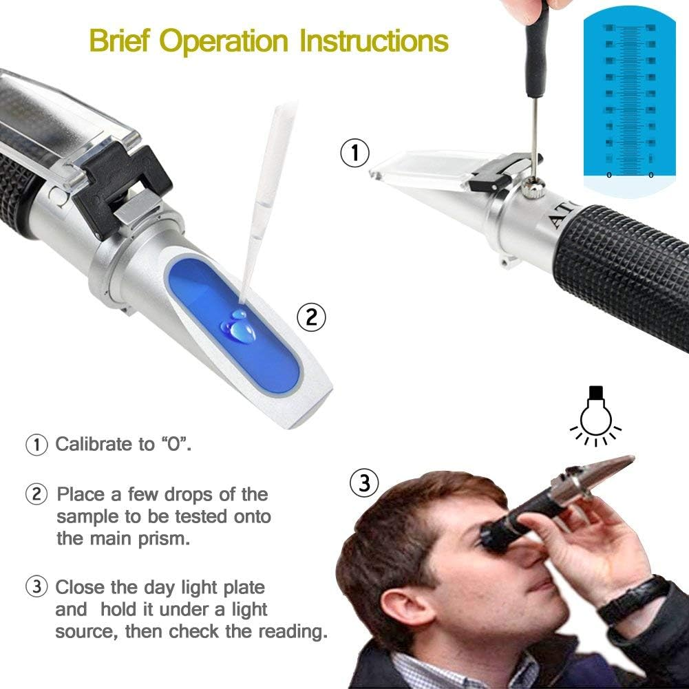 Brix Refractometer with Atc,Digital Handheld Refractometer for Beer Wine Brewing, Dual Scale-Specific Gravity 1.000-1.130 and Brix 0-32% image number 3