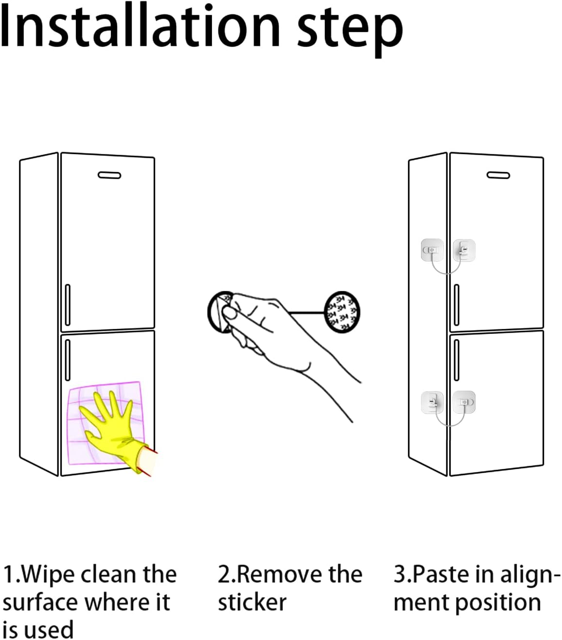 Refrigerator Lock with Key, Fridge Locks,Lock for Fridge Freezer, Cabinets and Drawers, Air Oven Air Fryer, Closets, Windows, 2 Pack Refrigerator Lock with 4 Keys (White) - White image number 2