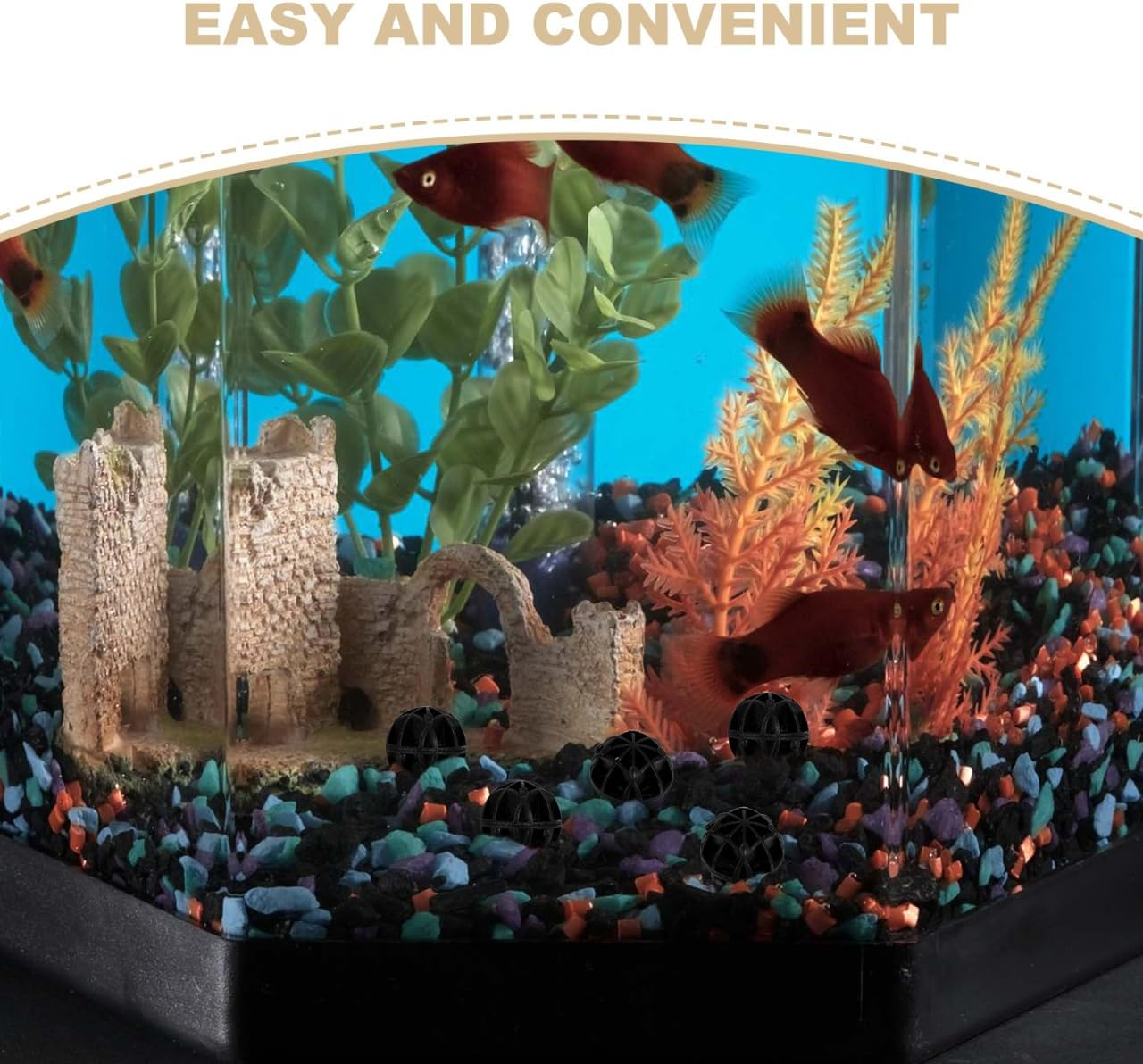 POPETPOP 100Pcs Aquarium Carbon Fish Tank Filter Media Aquarium Substrate Biological Balls Aquarium Filter Media Biochemical Balls Biological Filter Media Filter Media Balls Sponge Mali image number 2