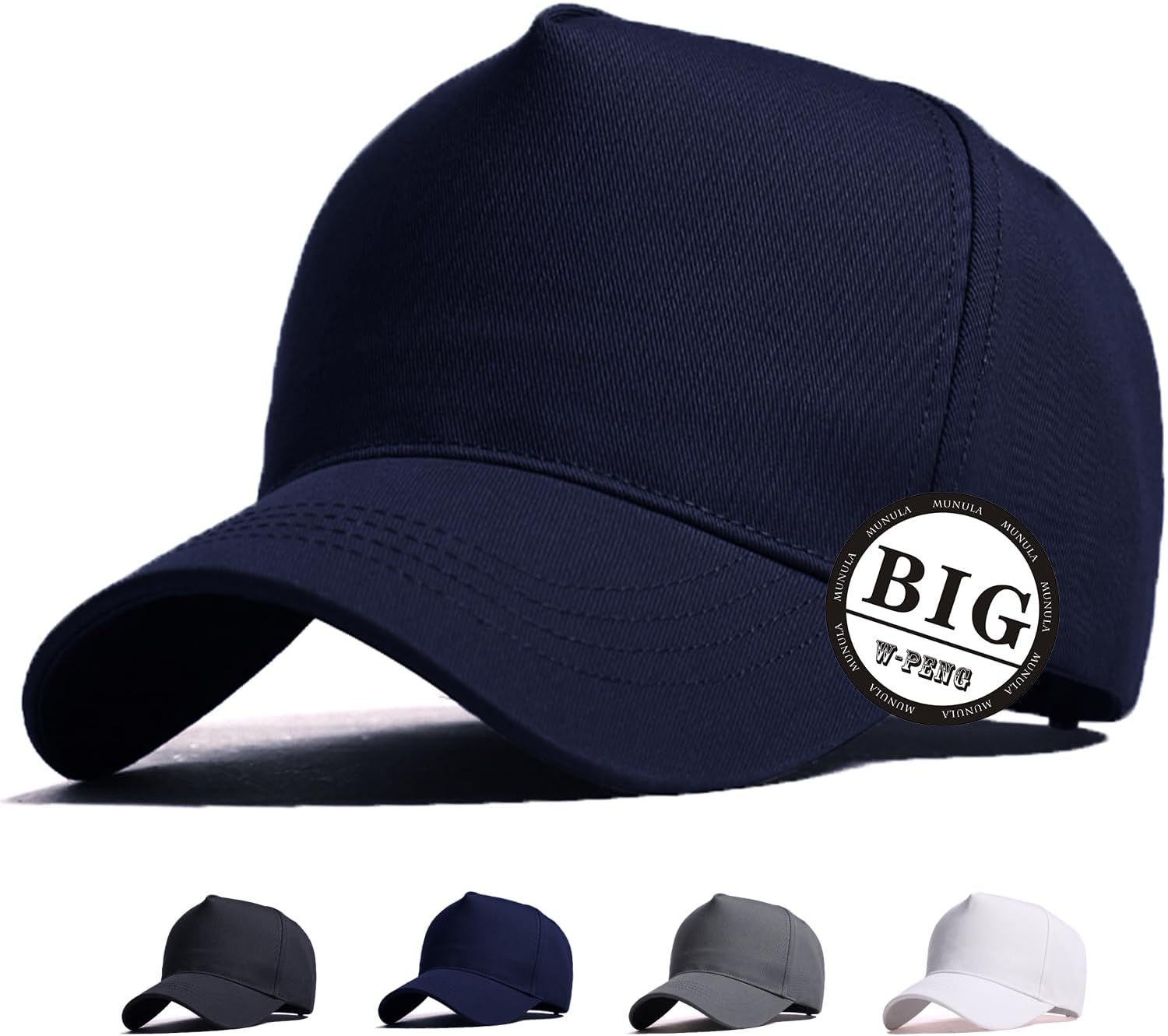 Oversize XXL High Crown Baseball Cap Big Head Hats for Men Dad Hat Adjustable Plain Running Cap 23.6"-25.6"