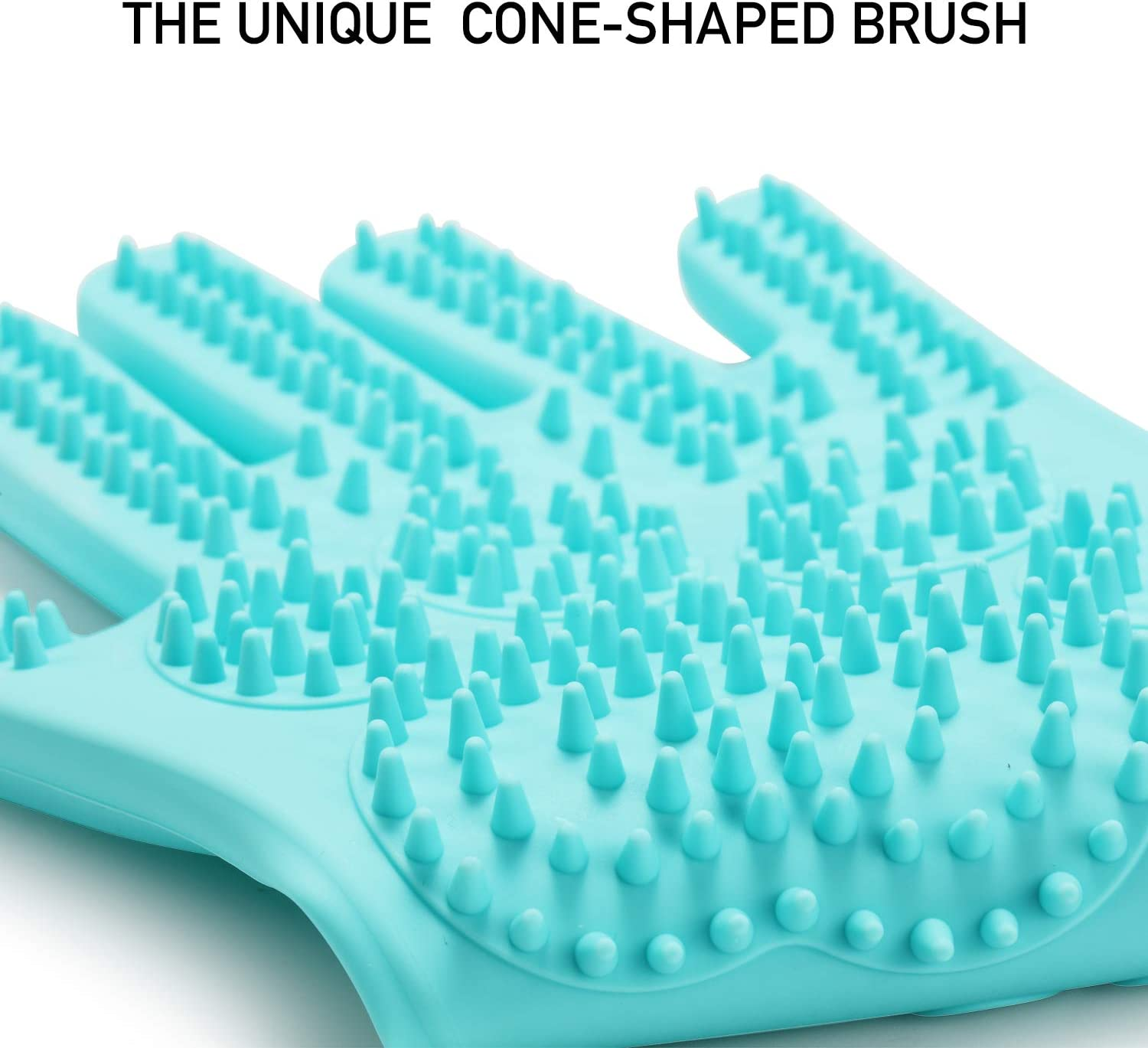 Srtood Pet Grooming Magic Gloves, Dog Cat Bathing Shampoo Brush, Silicone Hair Removal Gloves with Thick High Density Teeth for Bathing and Messaging, Double-Side Scrubbing Gloves for Shedding image number 1