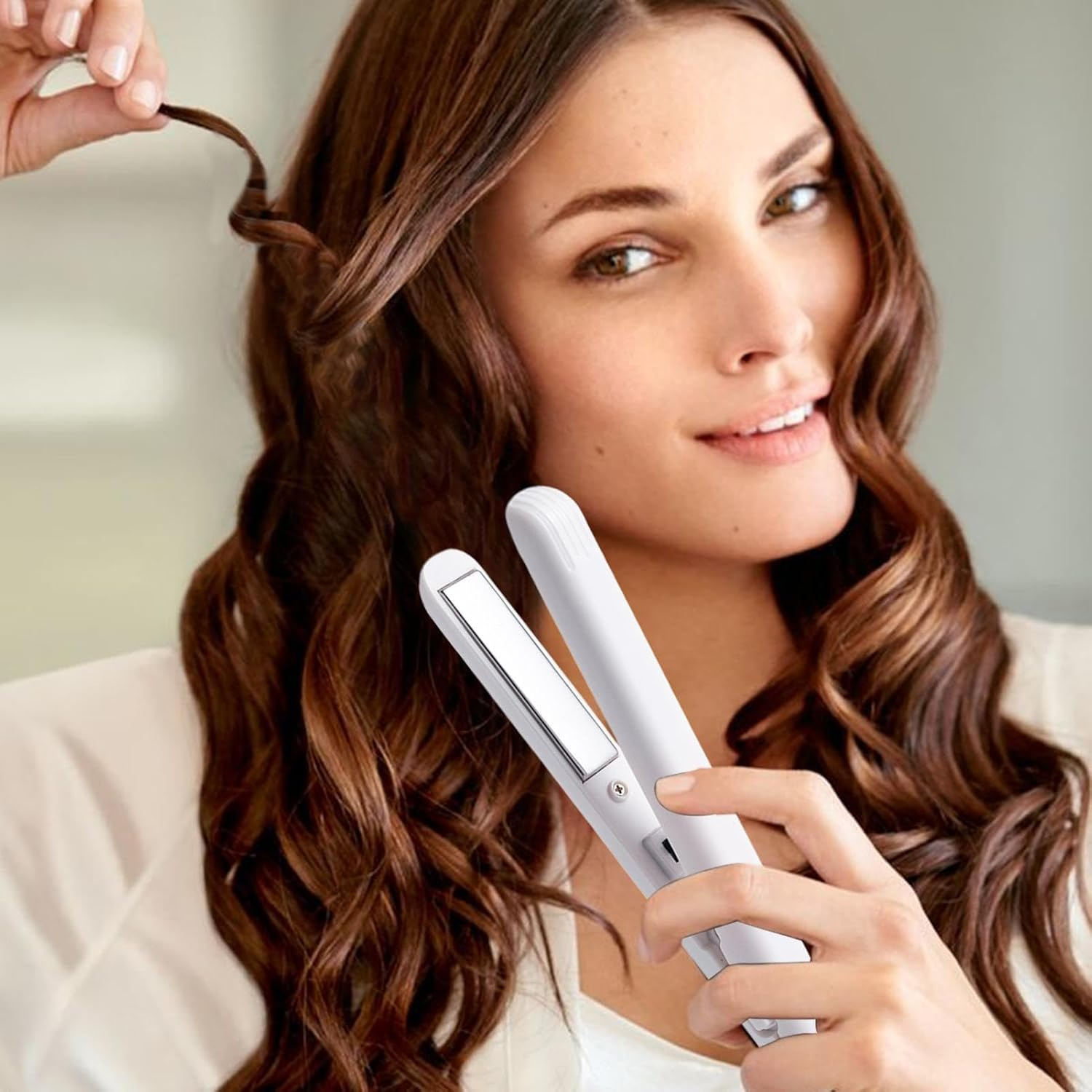 Yjkedfh Flat Iron Hair Straightener | Ceramic Straightener Iron Styling Tool | Portable Hair Straightener and Curler 2 in 1 for Friends Family Girls Boys image number 2