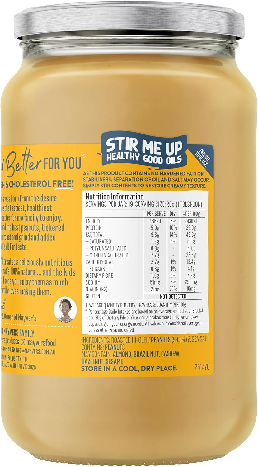 Mayver'S Super Natural Smooth Peanut Butter 375G image number 2