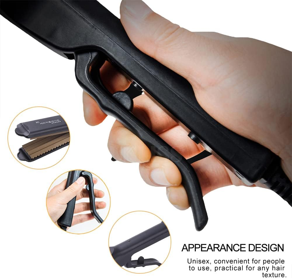 Pro Big Hair Crimper, Corrugated Iron Hair Waver, Fluffy Hair Straightener Curling Iron, Titanium Ceramic Flat Crimping Iron Plate