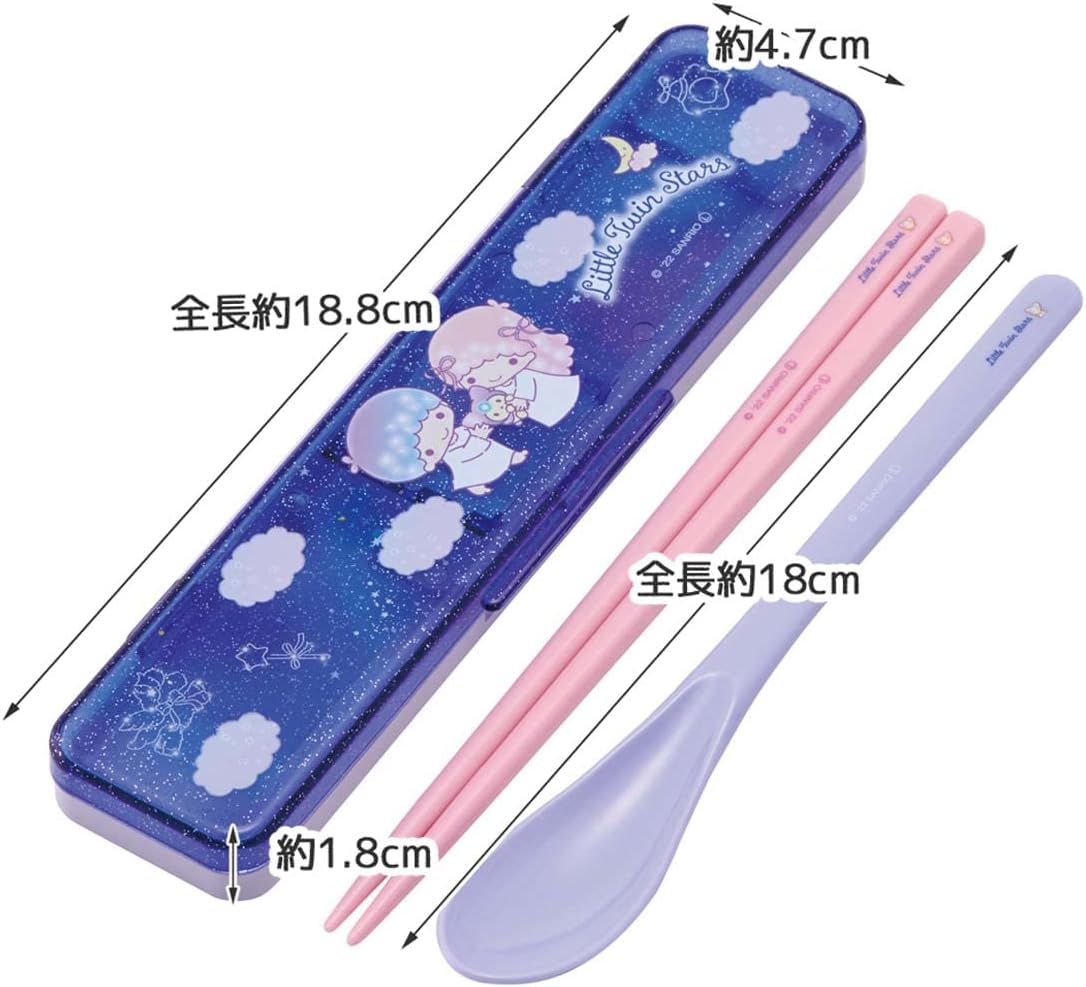 Skater CCS3SAAG-A Little Twin Stars Night Sky and Nemrin Sanrio Antibacterial Chopsticks Set, 7.1 Inches (18 Cm), for Adults, Made in Japan image number 4