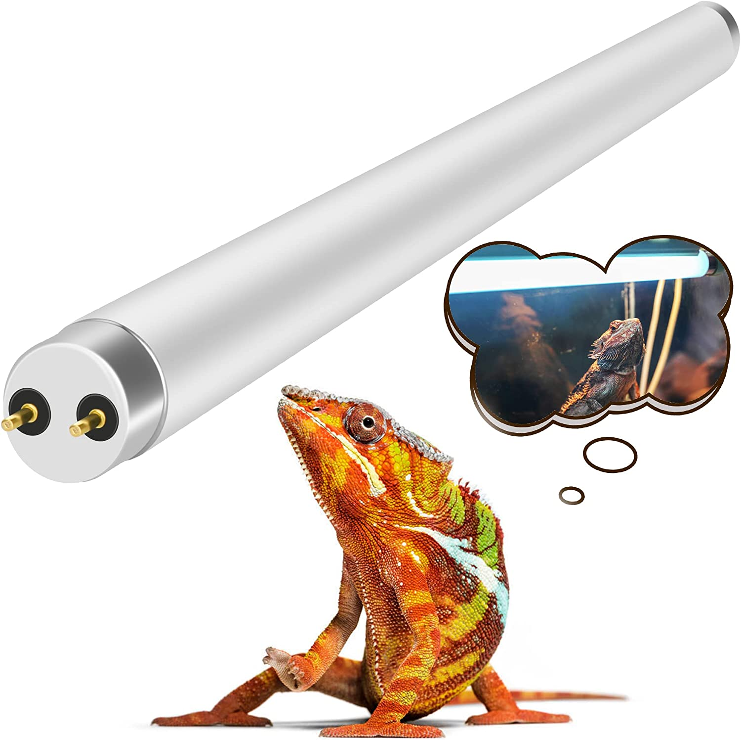T8 Desert Terrarium Fluorescent Lamp Tube 18" Full Spectrum UVB Bulb, Dual-Threat UVA/UVB 10.0 Reptile Light for Reptiles and Amphibian, 15 Watt