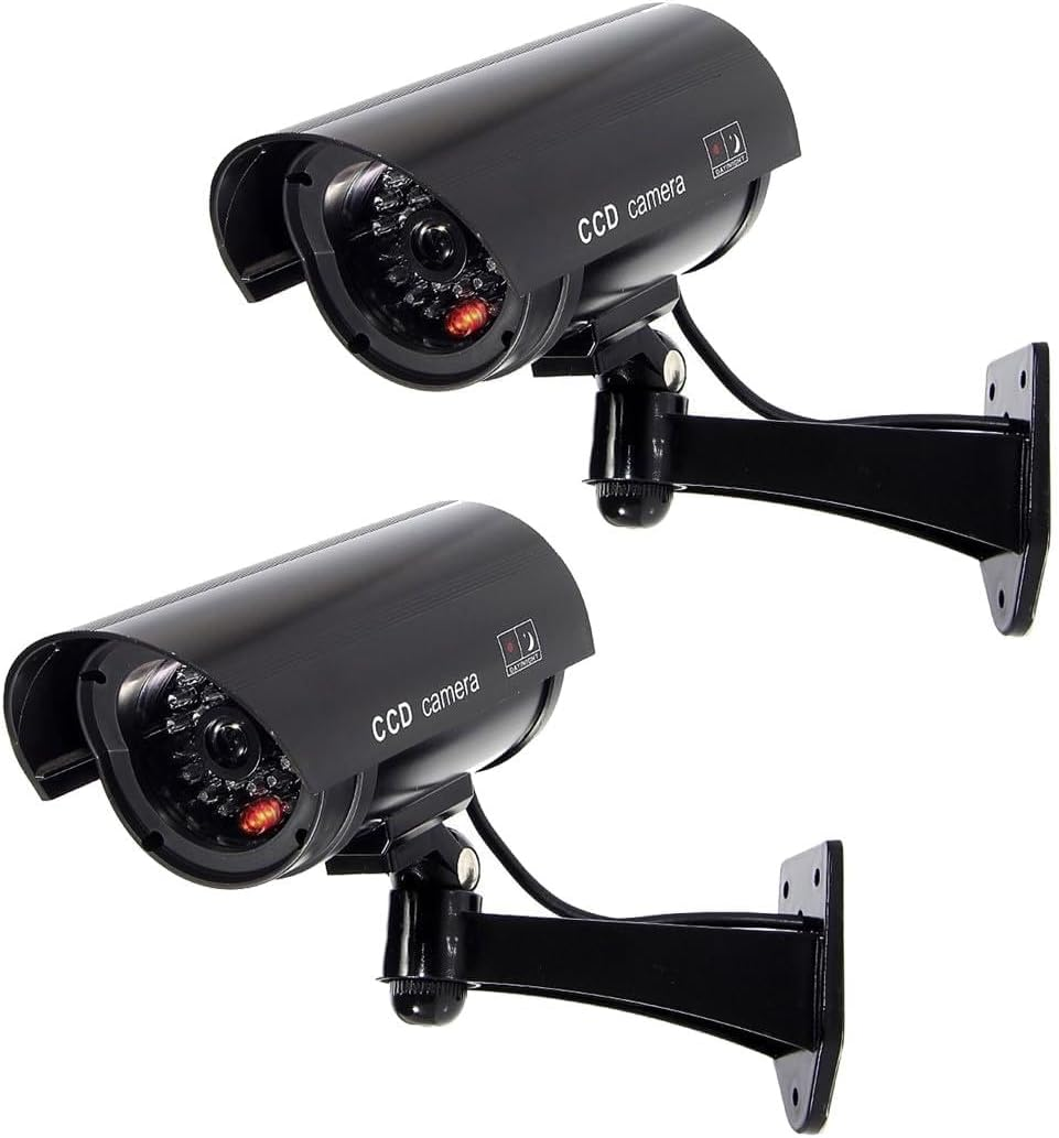 Madlife Garage 2Pcs Dummy Surveillance Camera, Fake Camera, Outdoor CCTV Camera with LED Light, Battery Operated, Dummy Outdoor Camera image number 4