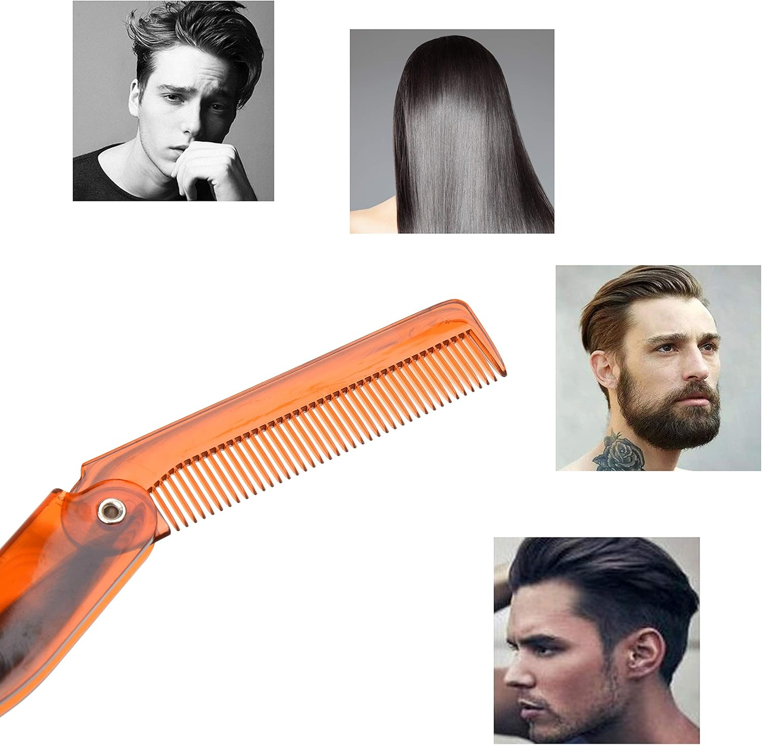 Kare & Kind Folding Pocket Comb for Men - 4 Pc Fine Tooth Comb (2 Brown and 2 Black Set) - for Styling Hair, Mustache, Beard - Men'S Grooming - Ideal Gift image number 1