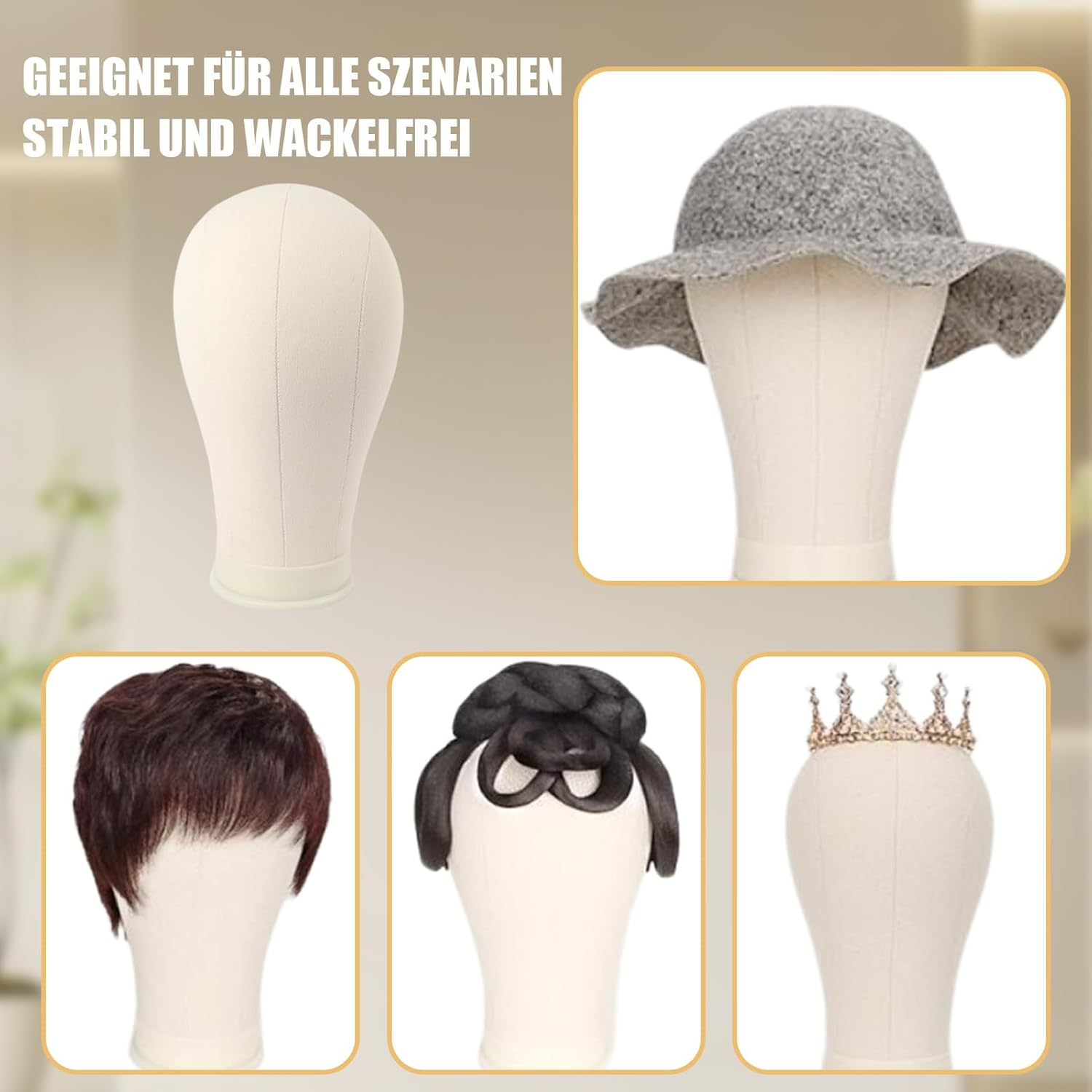 Yuedefly 22 Inch Wig Head, Wig Stand Tripod with Head, Canvas Wig Head, Mannequin Head, Styling Hair Clips, Needles, C Needles, Thread, Lace Wig Caps image number 5