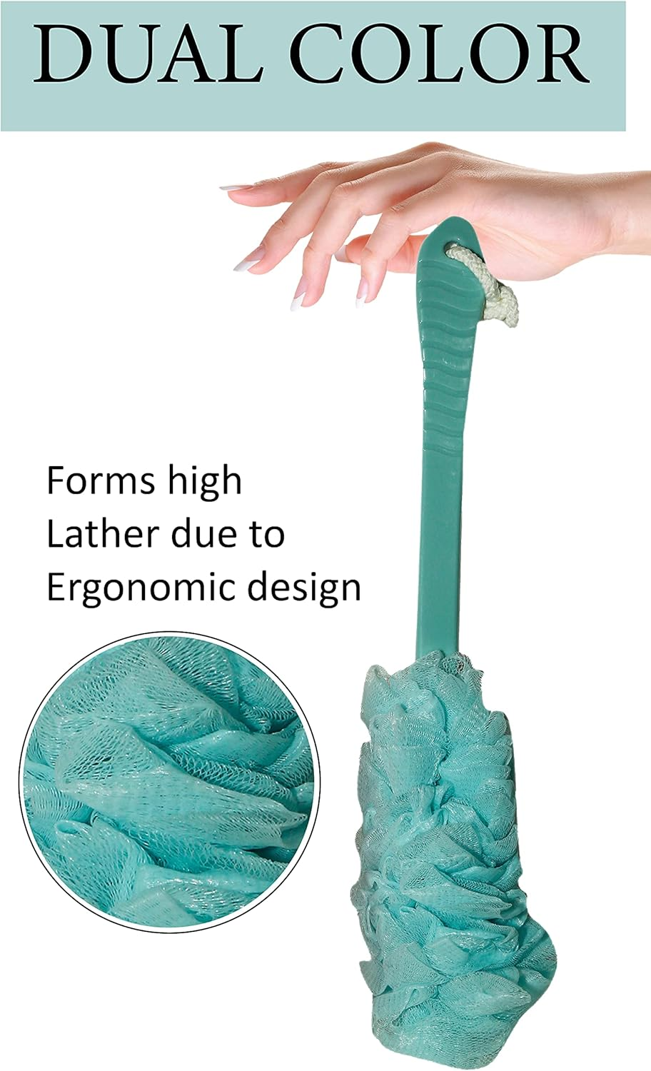 Luxury Bathing Loofah Exfoliating Scrub Soft Sponge with Handle for Body and Back Scrubber Brush Bath Puff for Men & Women Bathing Sponge (Set of 1) image number 3