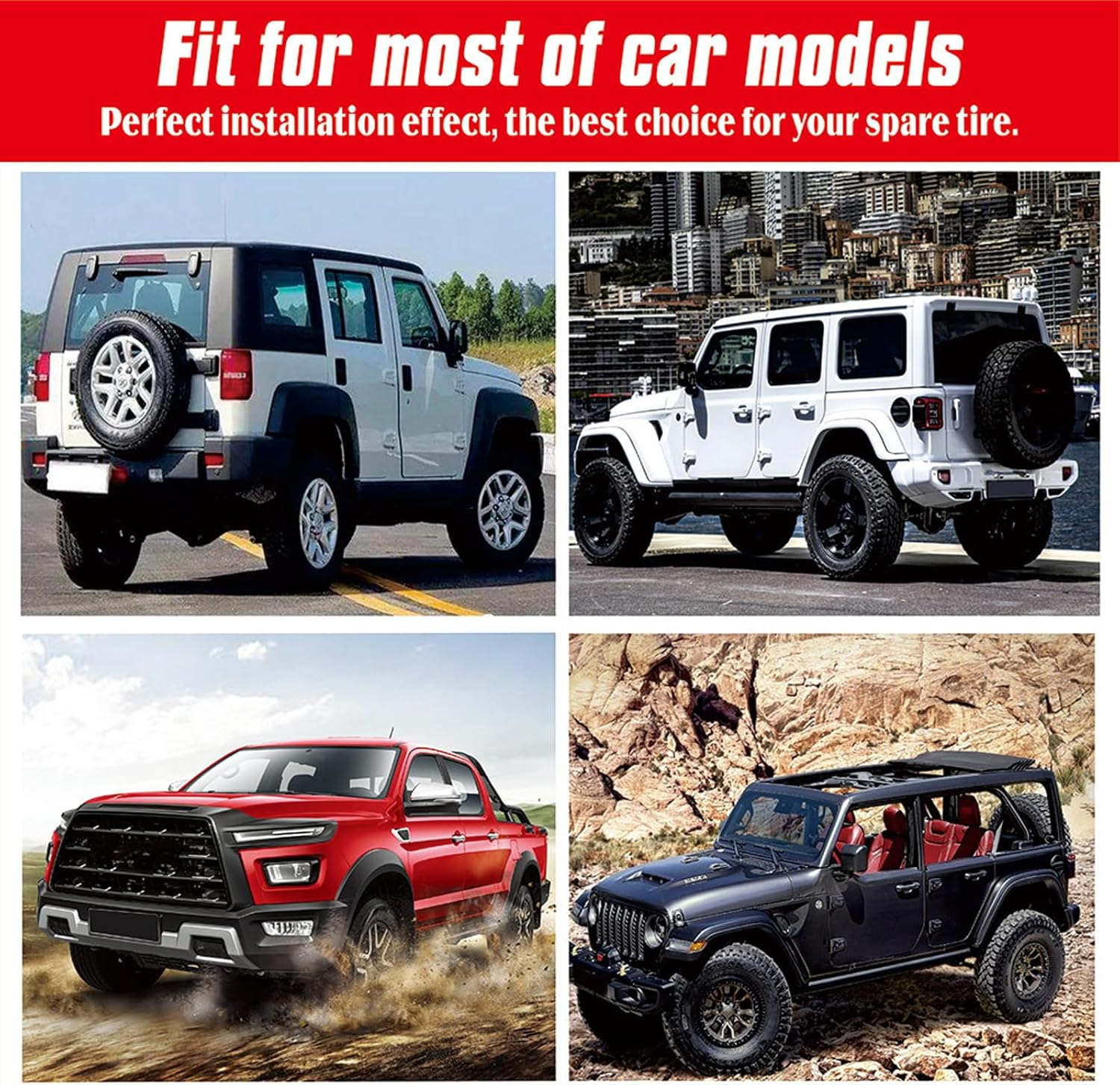 14 Inch Spare Tire Cover,White PVC Wheel Cover for Boat Camper Caravan RV Van SUV Sport Travel Trailer Tyre Diameter 24/ -27'' 60Cm~69Cm,175/80R13 Compatible with Suzuki Jimny 205/70R15 image number 6