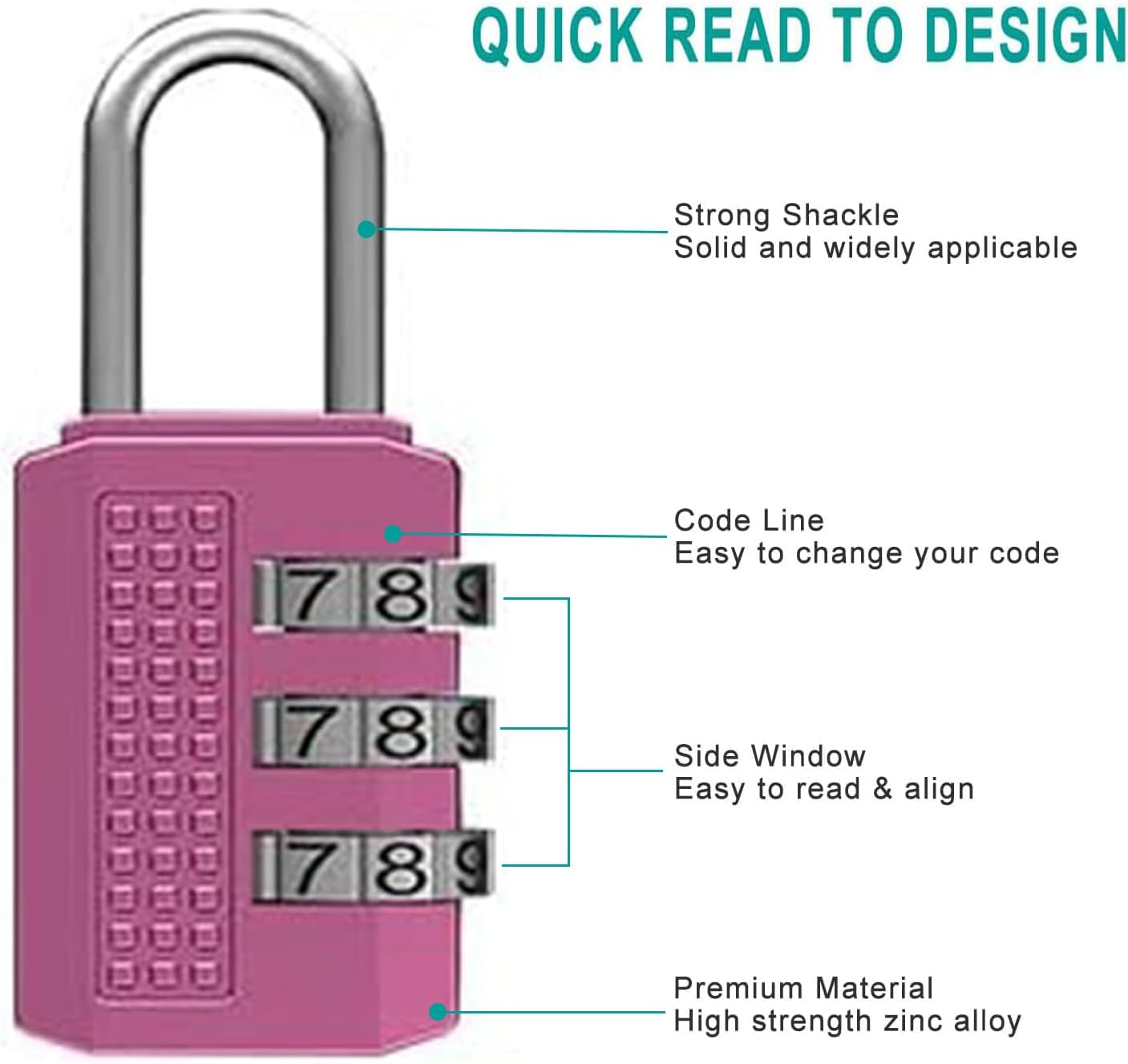 4 Pack Combination Lock for Locker 3 Digit Outdoor Combination Padlock Resettable Luggage Locks Padlock Weatherproof Suitcase Number Lock for Travel Bag Gym Locker Toolbox Suit Case image number 6