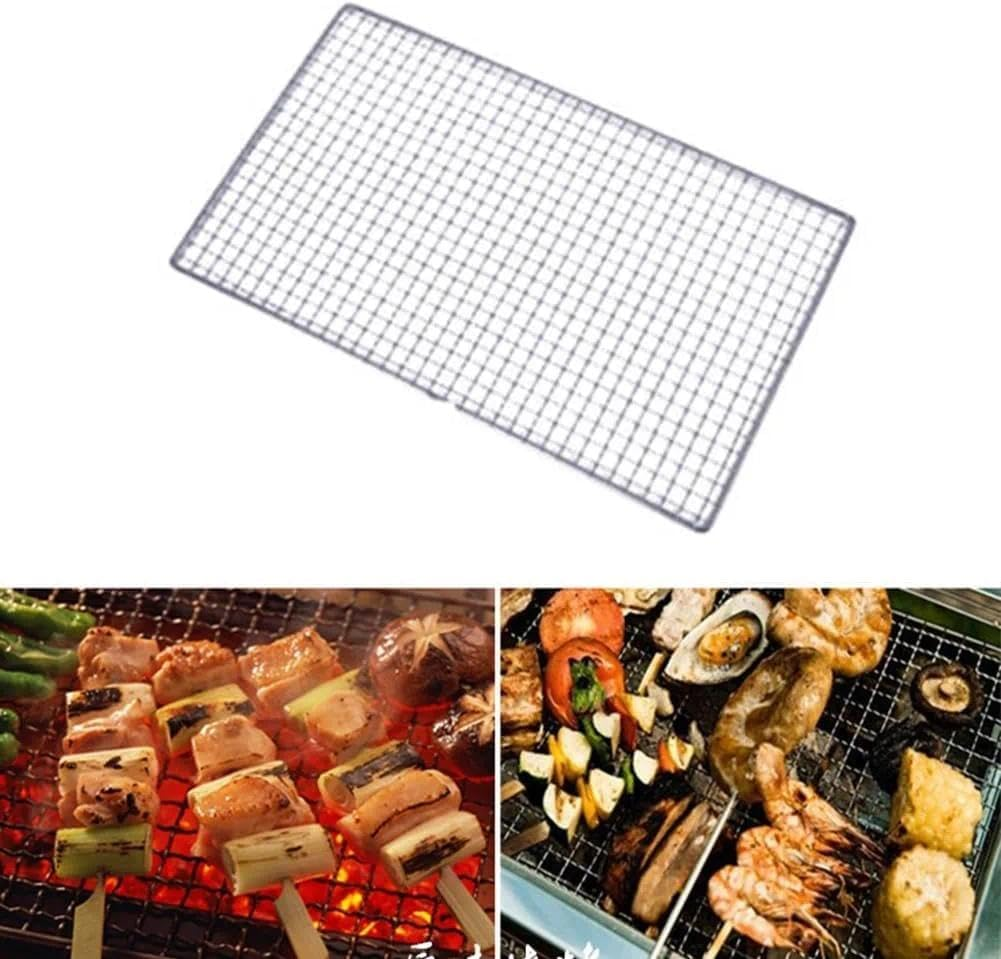 Grill Plate Mesh Wire Net for BBQ, Cooking Rack with Even Heat Distribution & Grill Lines - Food Grade Stainless Steel, 30X45Cm for Outdoor Use, Dishwasher Safe & Easy to Clean by Ermaoo image number 2