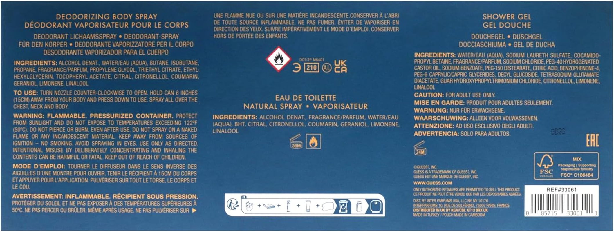 Guess Uomo Acqua by Guess for Men - 4 Pc Gift Set 3.4Oz EDT Spray, 6Oz Deodorizing Body Spray, 3.4Oz Shower Gel, Pouch image number 6