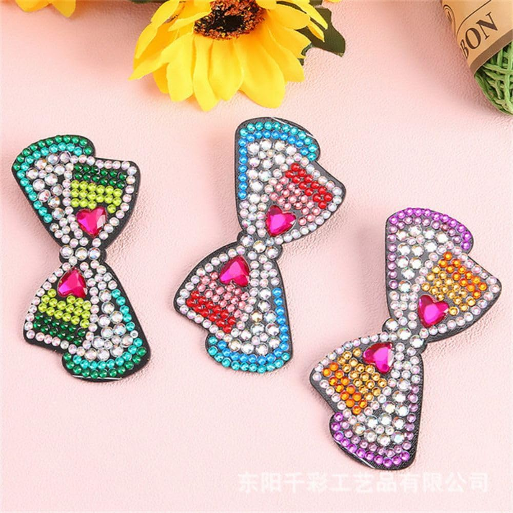 3Pcs Diamond Painting Hair Clips, 5D Bowknot Bobby Pins Girls Diy Diamond Hair Clip Butterfly Hairpin Elegant Barrettes Gift for Girls Daughter Best Friend or Mather 8.5 * 3.5Cm (J) image number 3