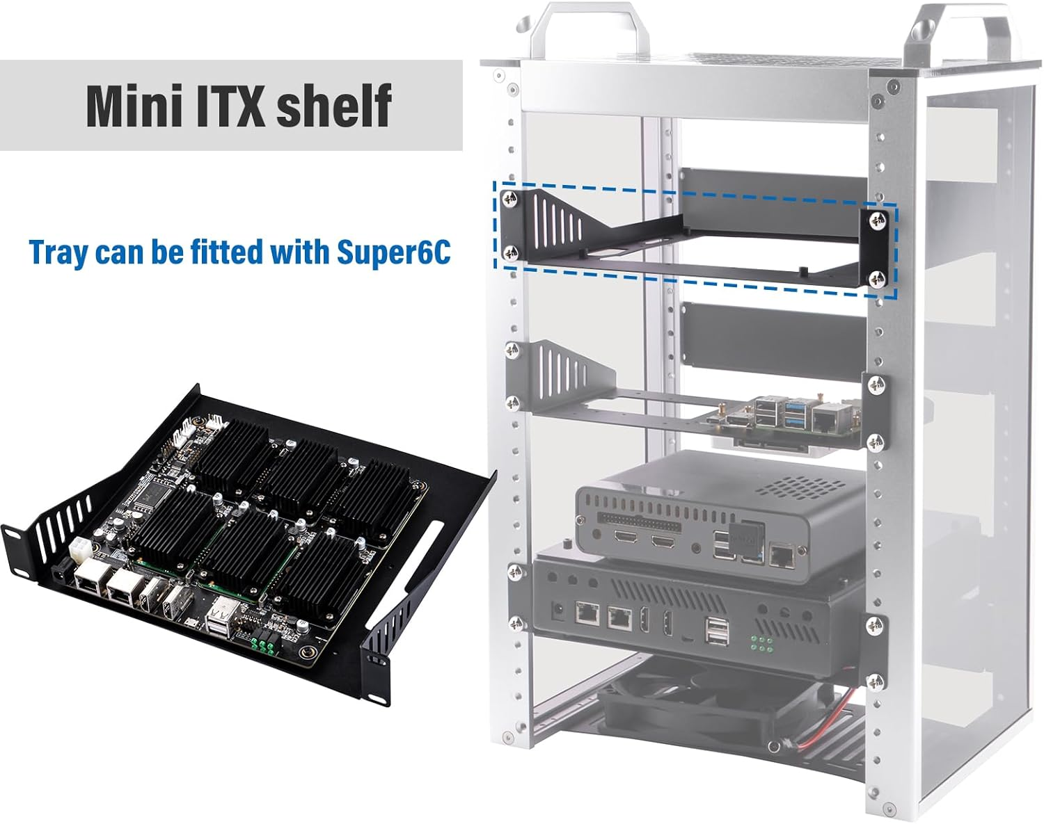 Geeekpi Deskpi Rackmate Accessories Mini ITX Shelf 10 Inch 1U Rack, Mini ITX Shelf for Rackmate T1/T0 image number 4
