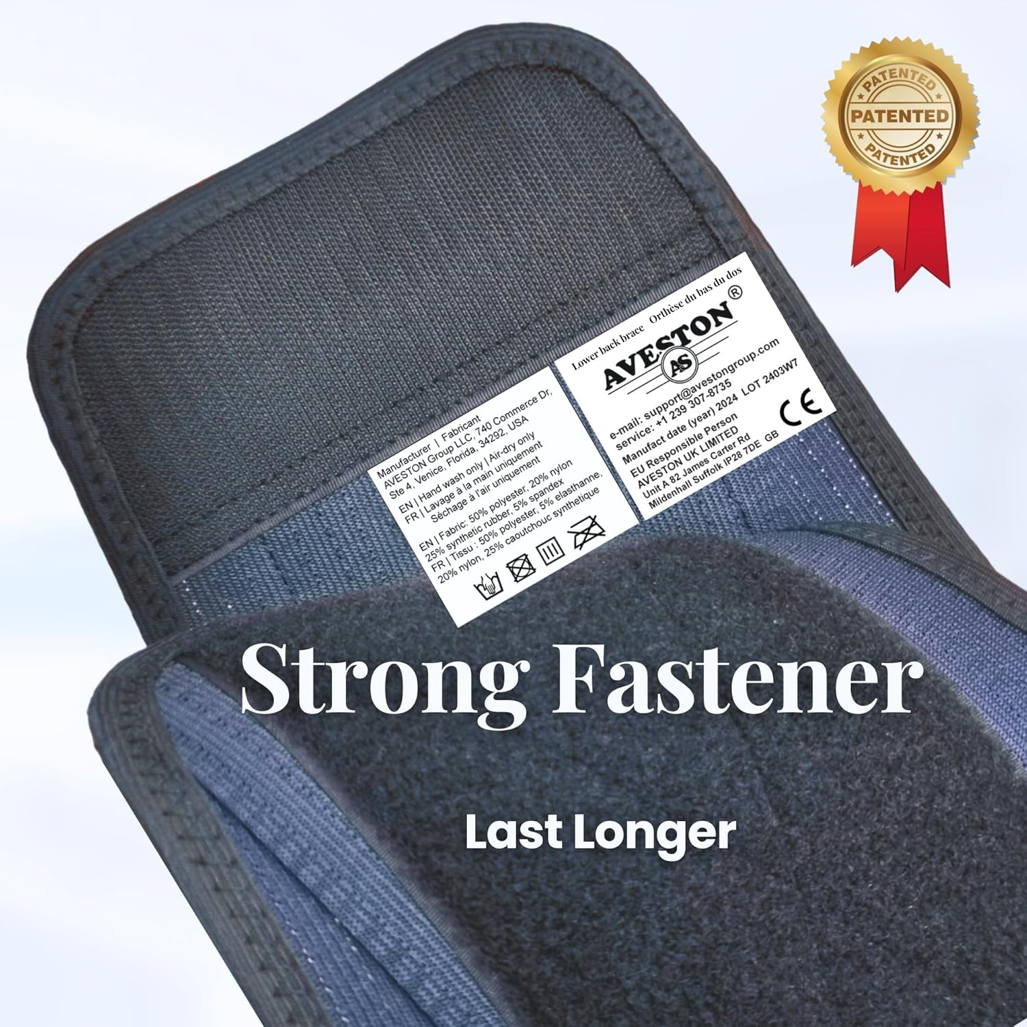 AVESTON Back Support Lower Back Brace for Back Pain Relief: Thin Breathable Rigid 6 Ribs Adjustable Lumbar Support Belt for Men/Women Keeps Spine Straight and Safe (Large) image number 6