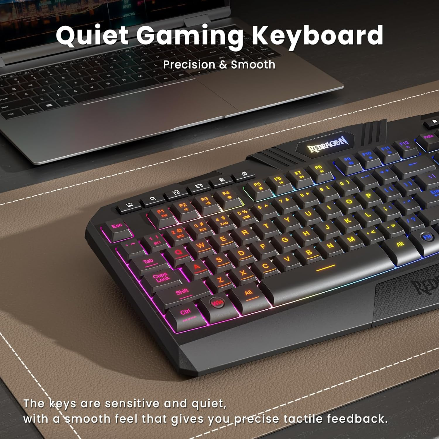 Redragon S101M-KS Gaming Keyboard and Mouse Wireless with Tri-Mode, RGB Keyboard and 4800 DPI Gaming Mouse, 10 Independent Multimedia Keys for Wins, PC, Computer, Wireless S101 Ideal for Gamer