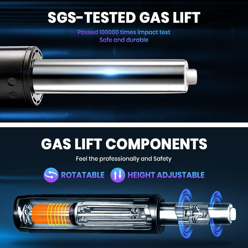 Furb Gaming Chair with 2-Point Massage Lumbar Cushion and Footrest, Ergonomic Executive Office Chair PU Leather Computer Chair with Adjustable Headrest and 135&deg;Recline, Black+Blue image number 2