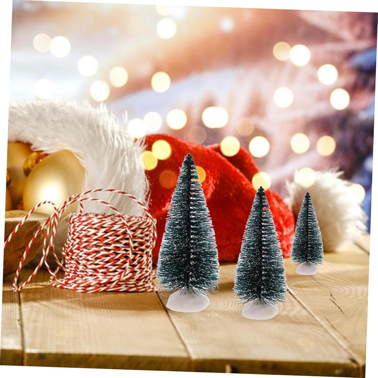 10Pcs Miniature Christmas Tree Ornaments Mini Christmas Tree Decoration for Desktop Favor and Indoor Festival Scene Decor image number 6