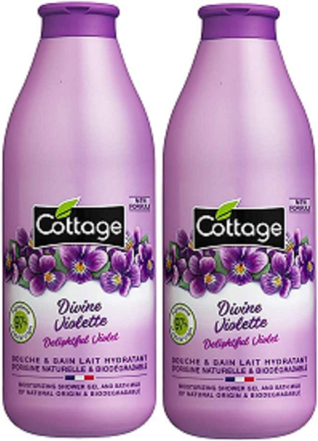 Cottage Bath & Shower Gel [Moisturising Milk] Purple 97% Ingredients of Natural Origin | 2 Bottles of 750 Ml image number 1