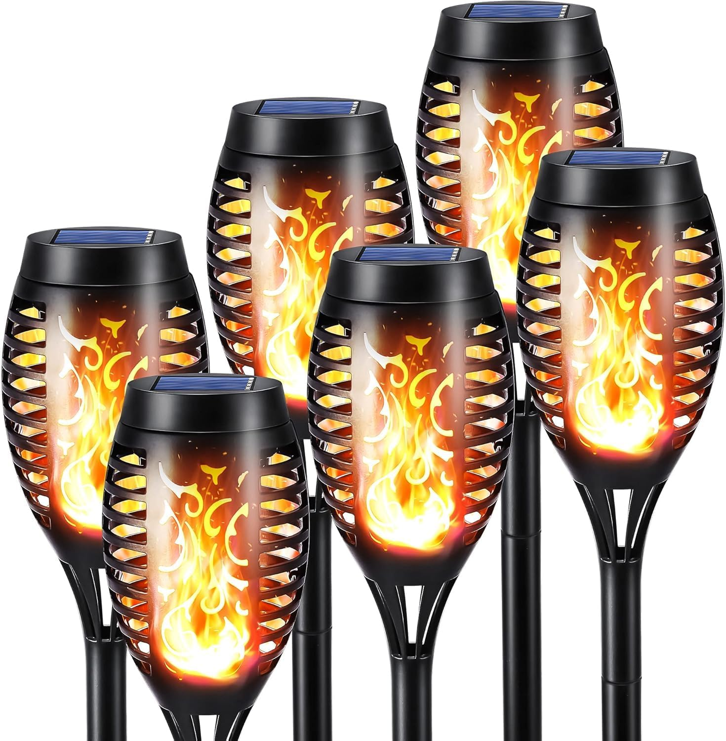Toodour Solar Torch Flame Lights, 6 Pack Solar Lights Outdoor with Flickering Flame, Waterproof Solar Pathway Lights Landscape Decoration Lighting for Garden, Lawn, Yard, Outdoor Decorations image number 5