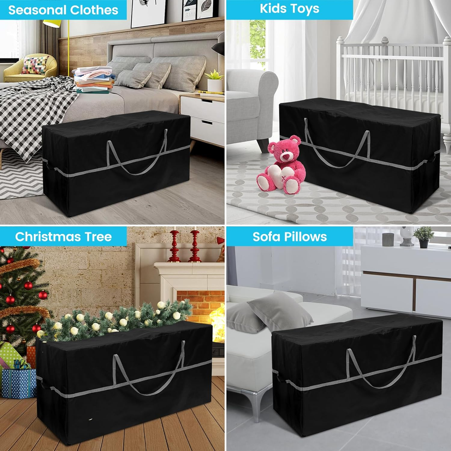 Outdoor Cushion Storage Bag, 62&times;22&times;30 Inch Outdoor Cushion Bag, 600D Oxford Furniture Storage Bag with Handle, Garden Outdoor Christmas Tree Furniture Waterproof Bag for Patio Furniture image number 5