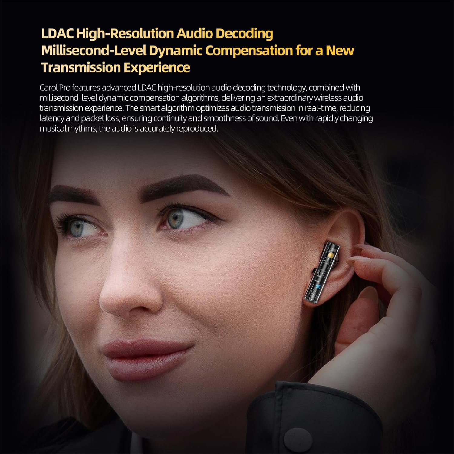 Yinyoo KZ Carol Pro Wireless Earbuds Bluetooth 5.4 35H Playtime Headphones AI Noise Reduction Wireless Headphones with ANC 6 Microphone Hi-Fi Stereo Harman Curve In-Ear Headphones image number 5