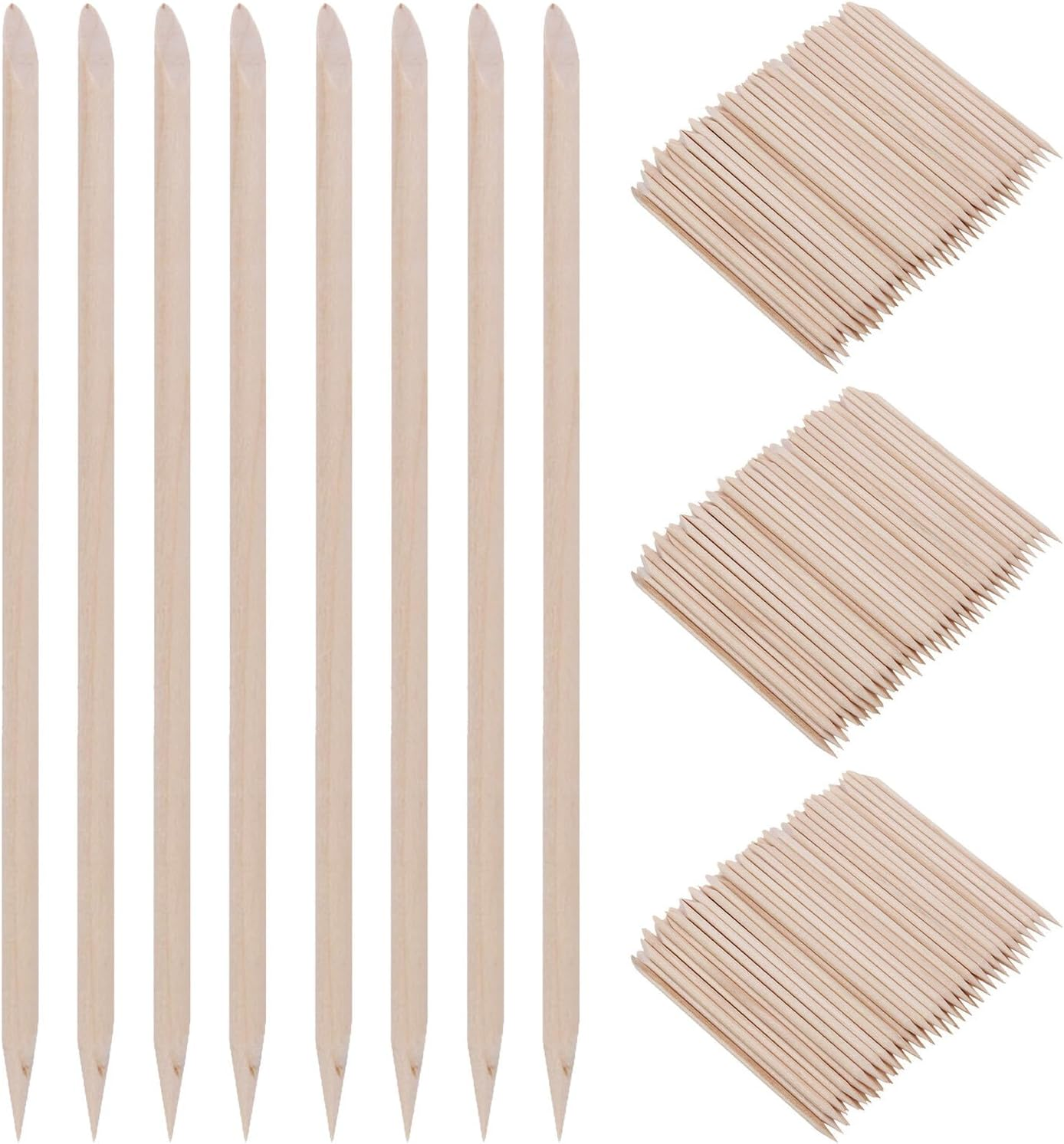 Mikinona 600Pcs Bamboo Double-Ended Nail Art Sticks 114Mm Manicure Pedicure Cuticle Pushers Nail Care Tools for Professional Accessories image number 4