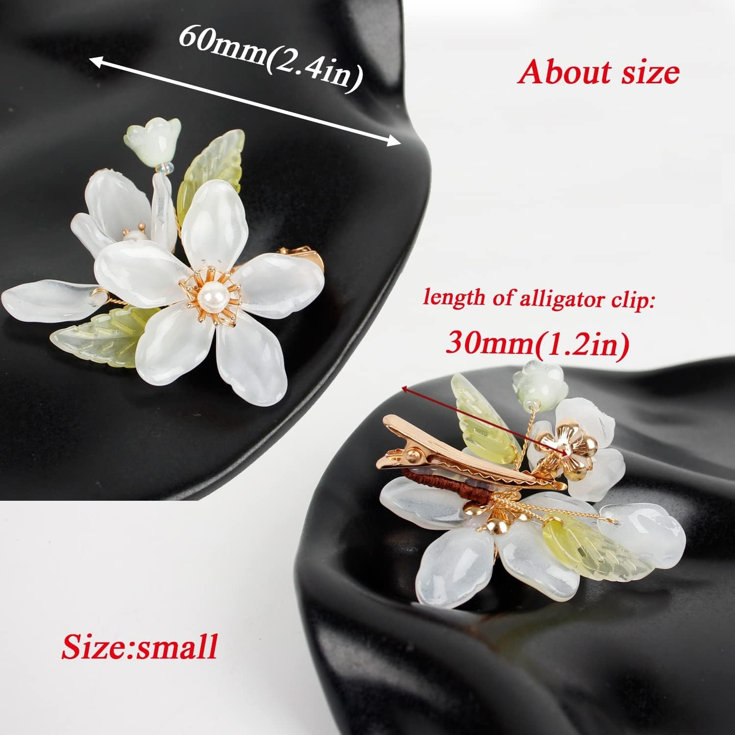 Elegant White Flower Hair Clip for Women, Decorative Hair Clips in the Appearance of White Magnolia Flowers, Small Hair Accessories for Prom and Wedding image number 3