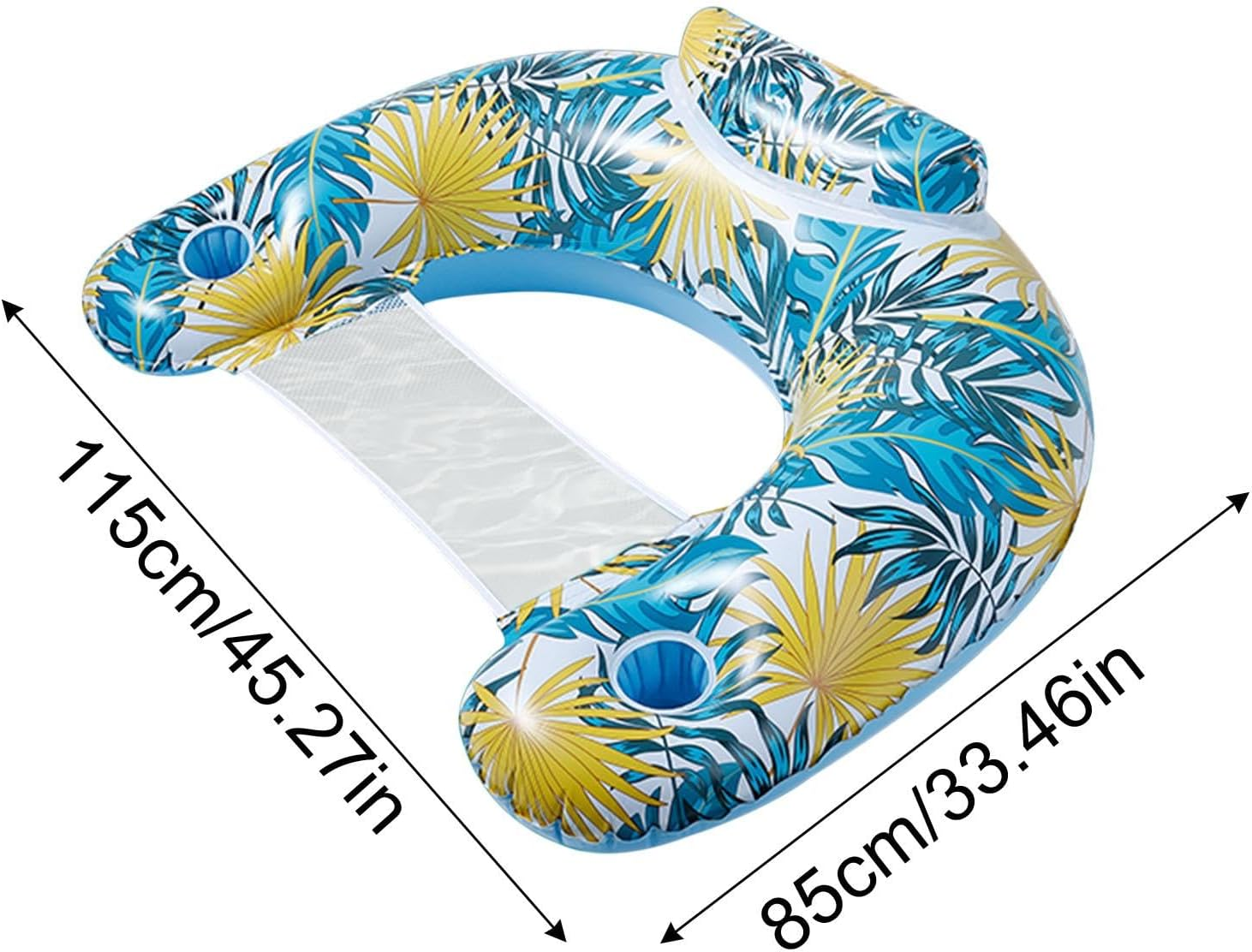 Generic Palm Pool Float,With Cup Holder Floating Mesh Pool Chair | PVC Floating Water Raft, Inflatable Pool Sofa Float Large Size, Single Layer for Beach image number 5