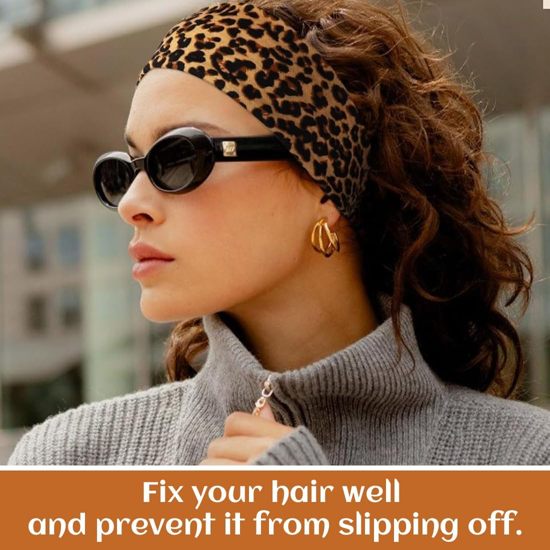 Pack of 4 Women'S Leopard Boho Headband Printed Headbands Knot Twisted Elastic Head Wrap Hair Accessories for Girls for Running Yoga Fitness image number 3