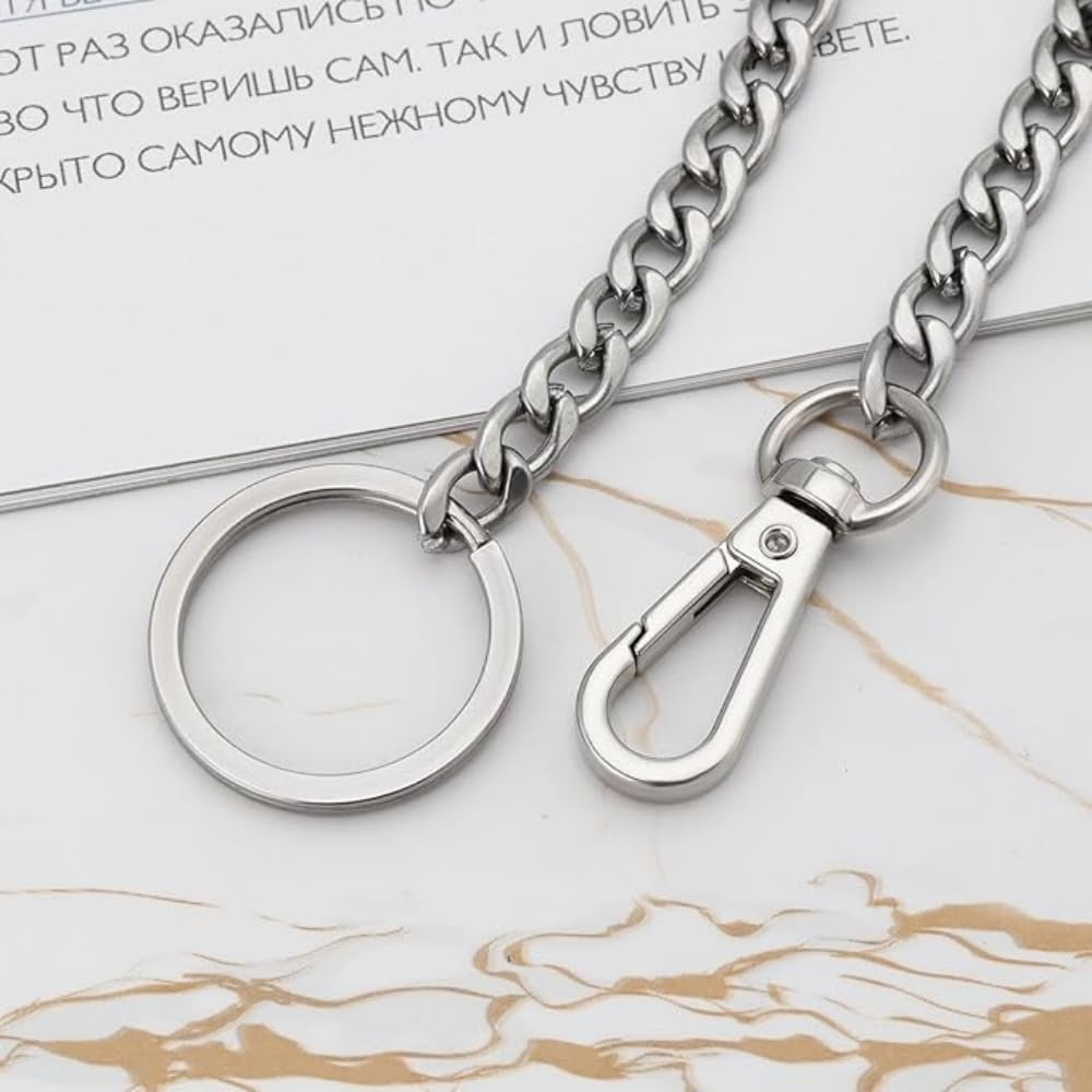 Stainless Steel Trouser Wallet Chain, 42Cm Long, 2-Piece Set, Silver image number 2