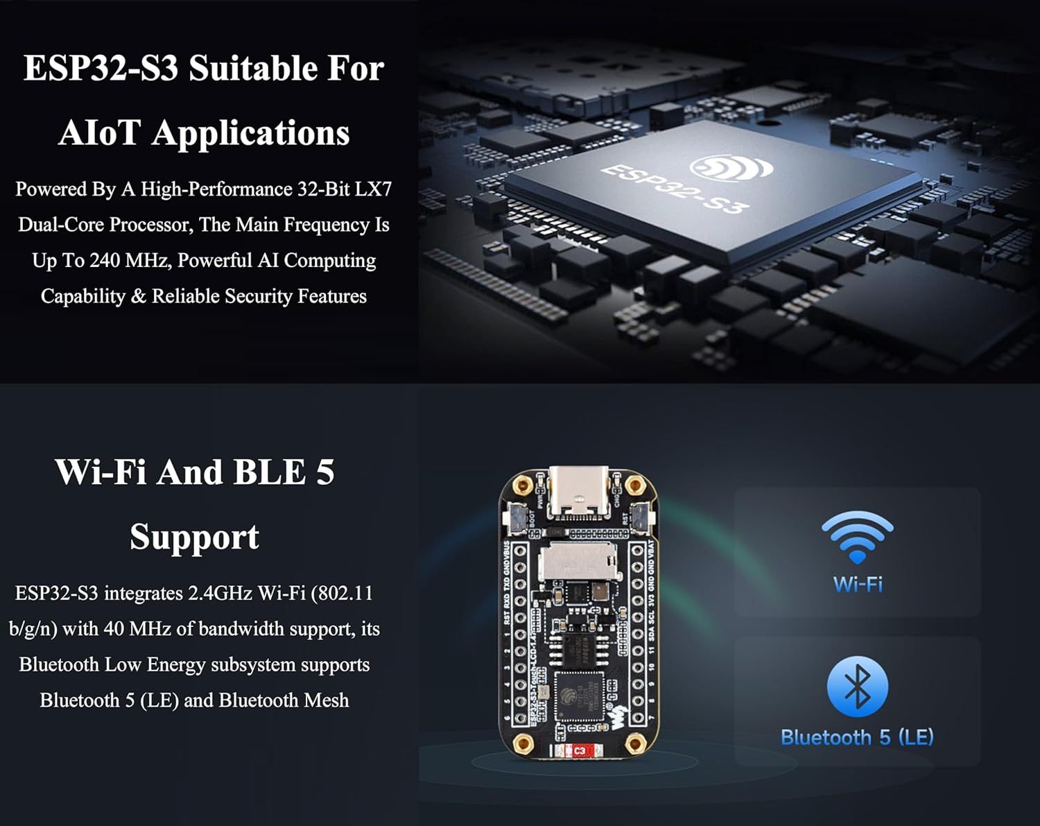 ESP32-S3 1.47Inch Touch Display Development Board, 172X320 Resolution IPS LCD, 262K Display Color, Supports 2.4Ghz W-F-I/Ble 5, 240Mhz LX7 Dual-Core Processor, Type-C, with Pre-Soldered Header image number 5