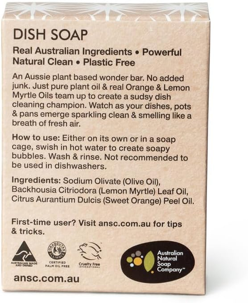 The Aust. Natural Soap Co Natural Palm Oil Free Solid Dish Soap 100G