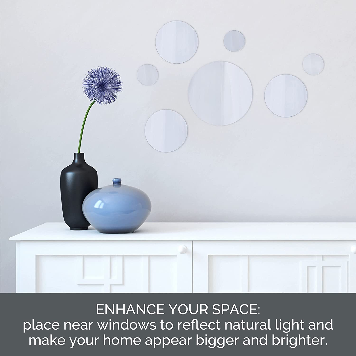 Elements round Wall-Mount Mirror, Set of 7, Assorted Sizes image number 1