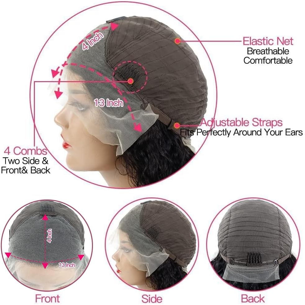 30 Inch Lace Front Wig Human Hair for Black Women 180% Density HD Transparent 13X4 Deep Wave Lace Front Wig Human Hair Pre Plucked Wet and Wavy Brazilian Curly