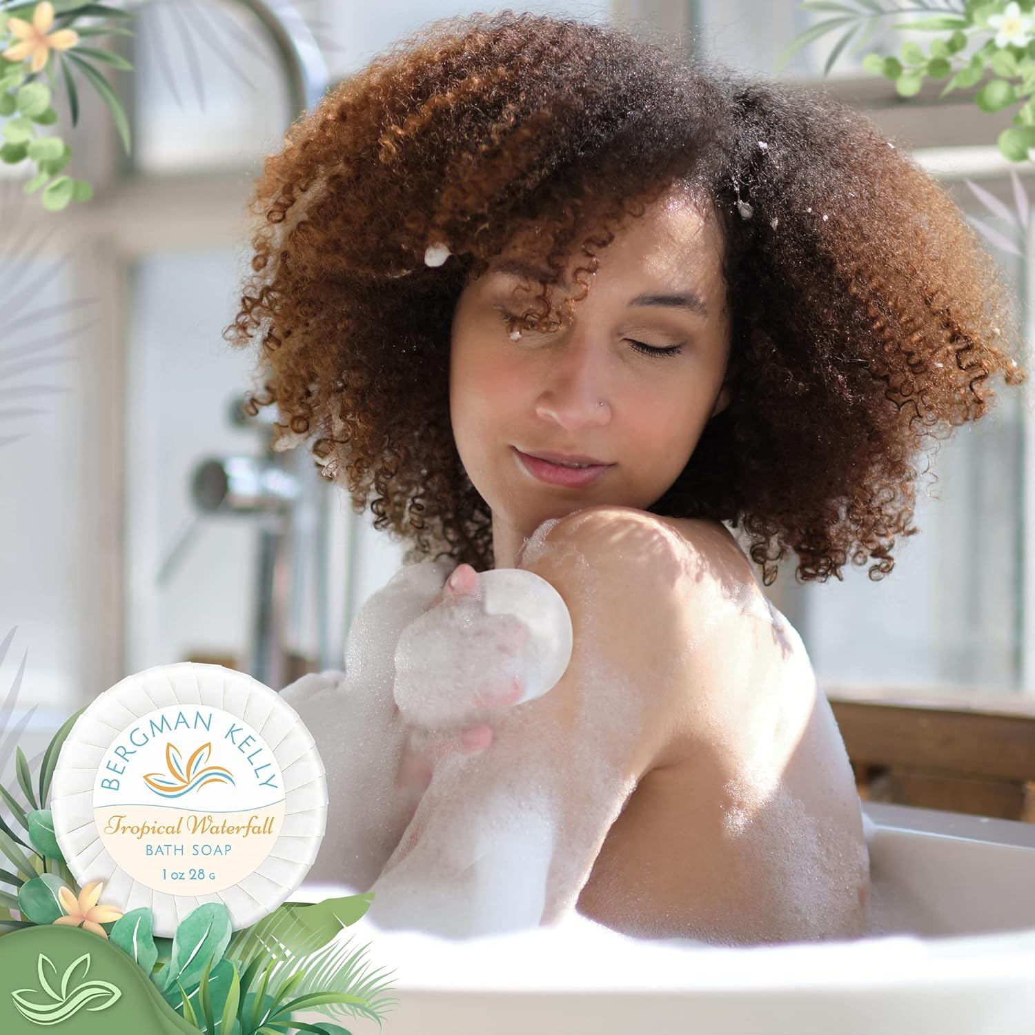 BERGMAN KELLY round Soap Bars, 2In1 Shampoo & Conditioner 2-Piece Set (Tropical Waterfall, 1 Oz Each, 100 Pc), Delight Your Guests with Revitalizing & Refreshing Sanitary Toiletries & Hotel Amenities image number 5