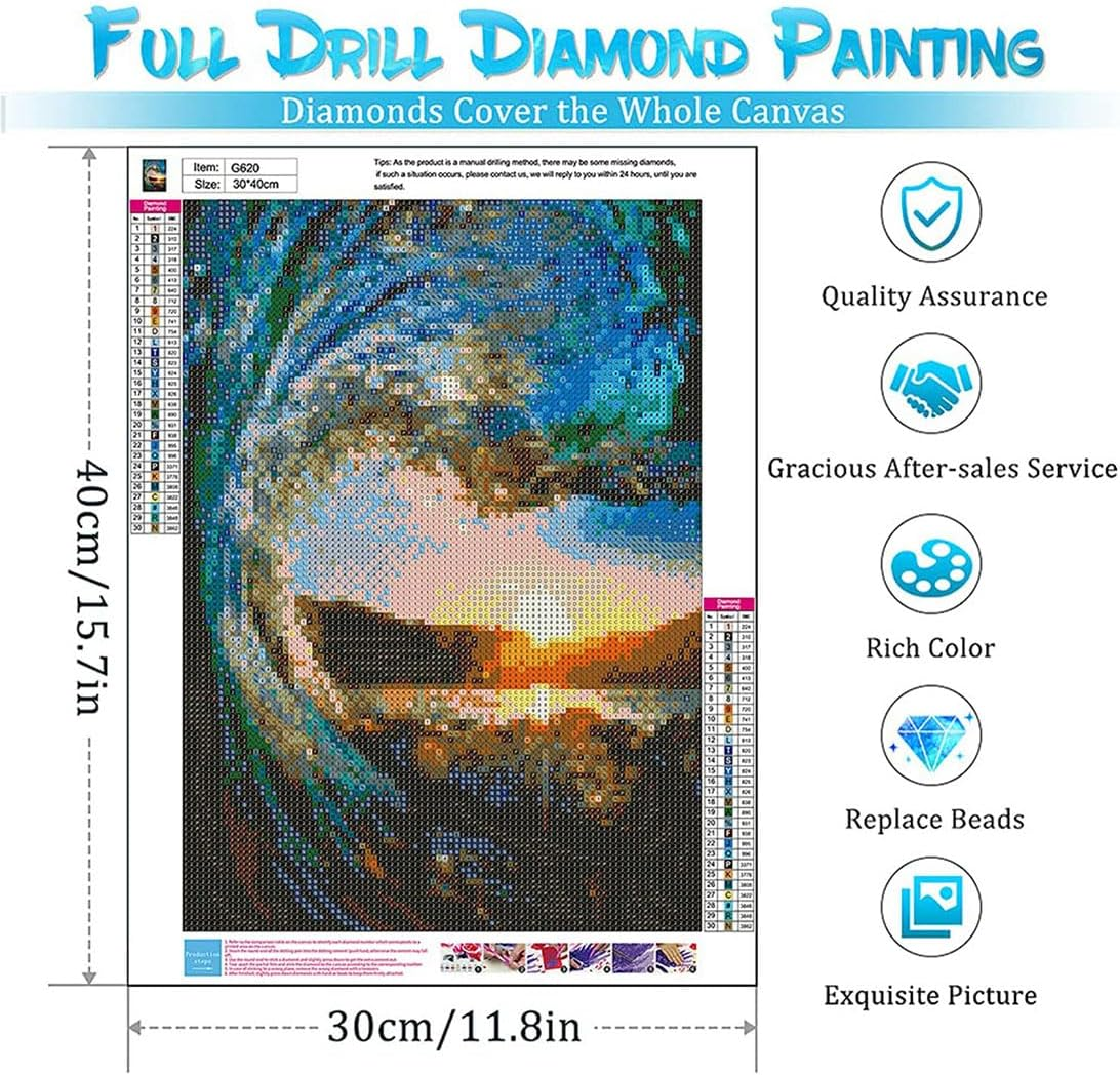 6 Pack Diamond Painting Kits, 5D Diamond Beach Number Painting, Full Drill Paintings Kits for Adults, Art Tool Kits DIY Crafts Diamond Painting for Home Wall Art Decor(11.8X15.7Inch) image number 2