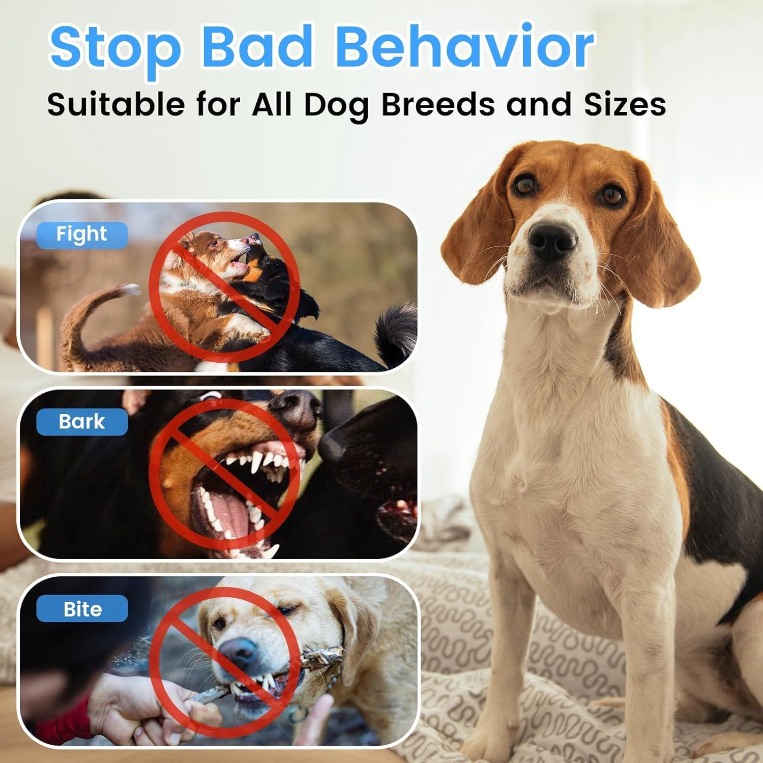 Anti Barking Device for Dogs, Multi-Functional Dog Bark Deterrent Devices up to 30 Ft Effective Control Range,3 Modes & LED Light Ultrasonic Dog Trainer,Safe for Human & Dogs