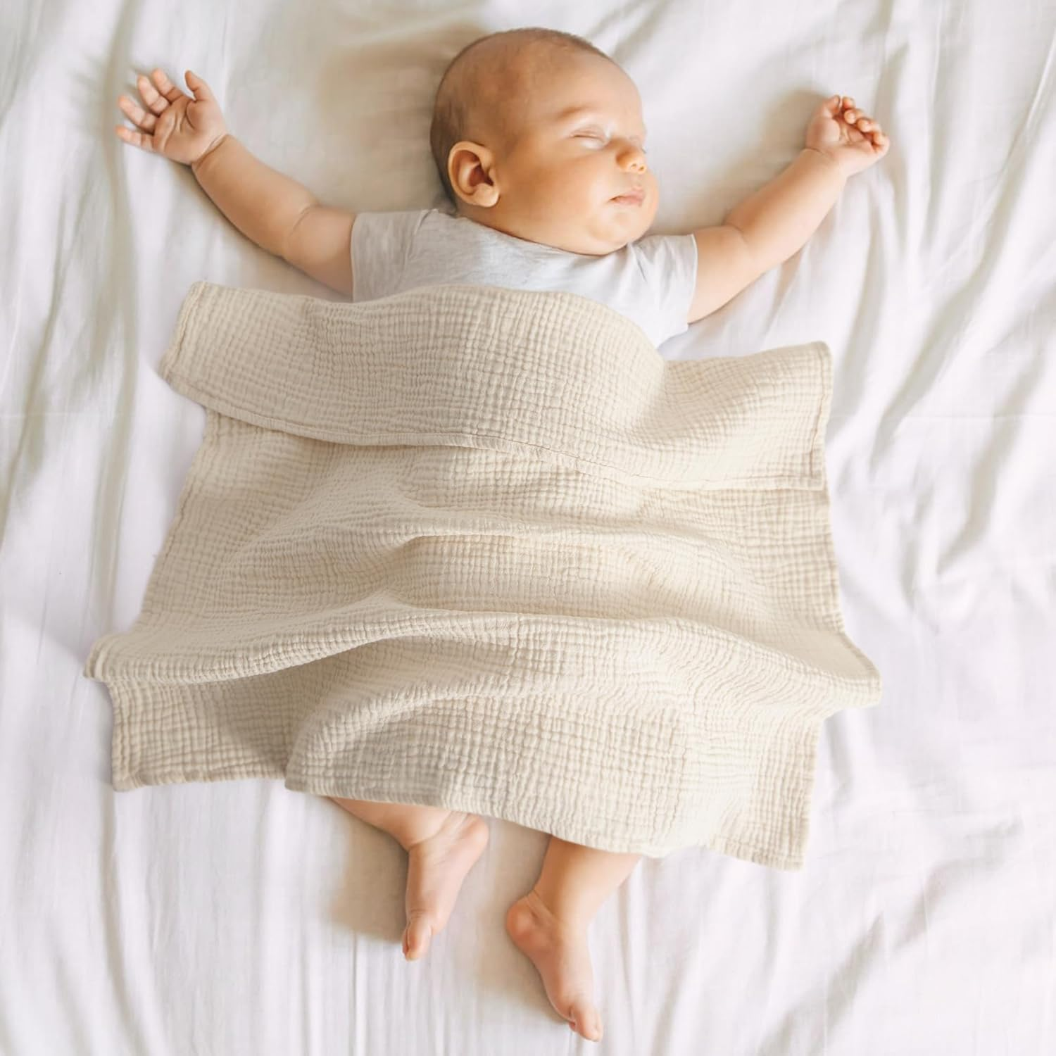 Susurration Muslin Cloths Baby Burp Cloths, Pack of 100% Cotton Burp Cloths Baby (5, (Green), 60X60) image number 5